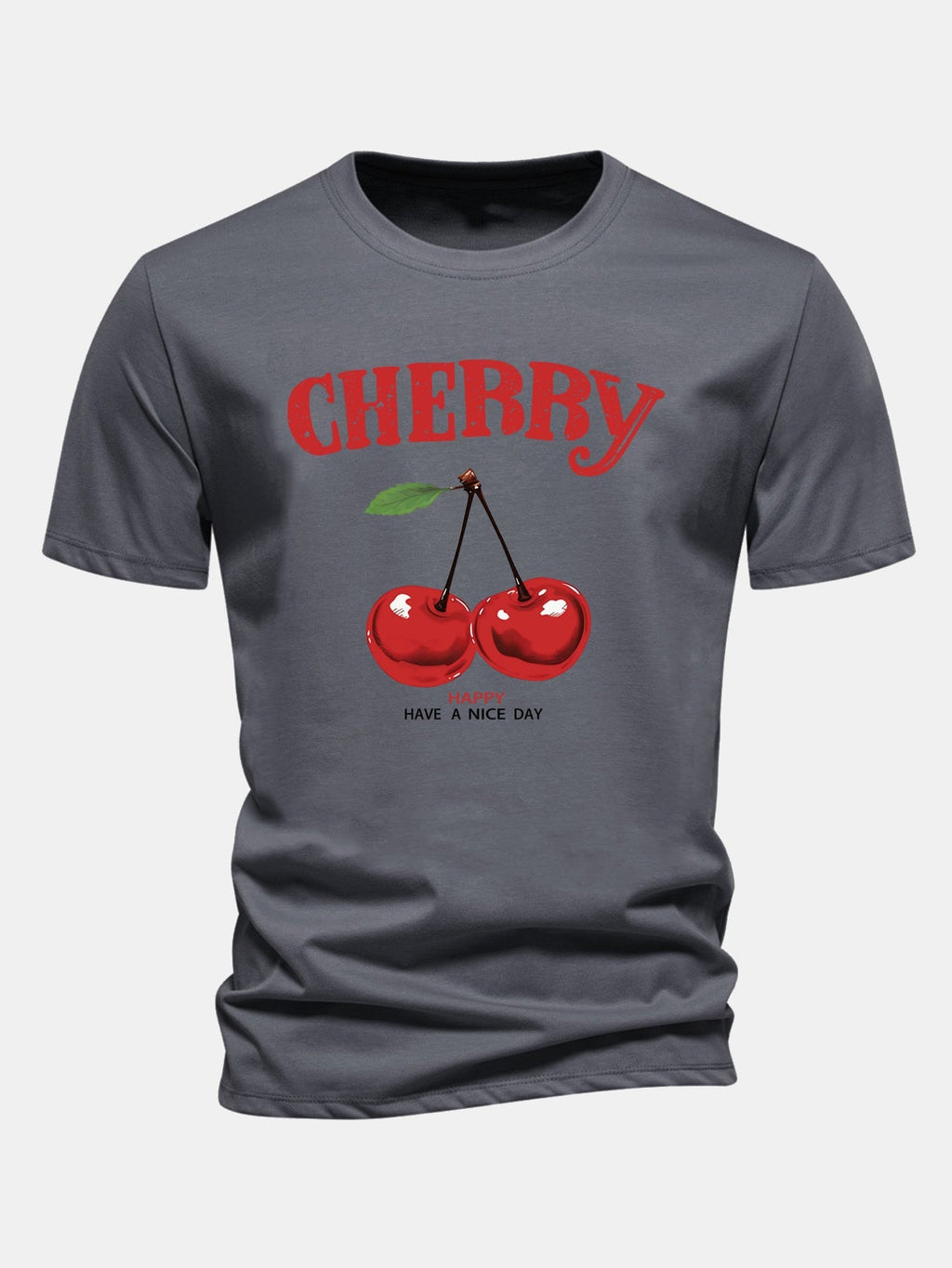 Regular Fit Cherry Print Cotton T-Shirt