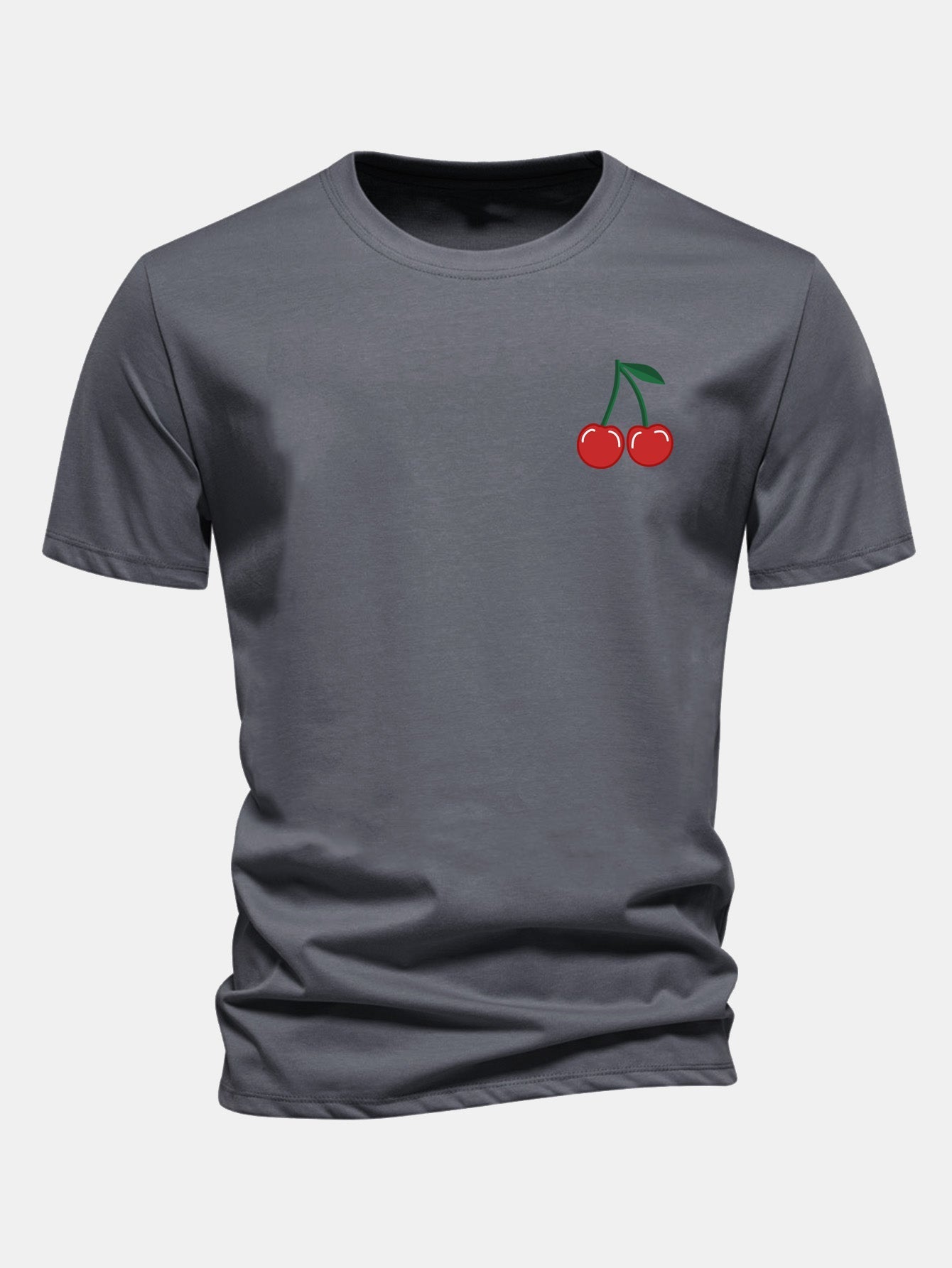 Regular Fit Cherry Print Cotton T-Shirt