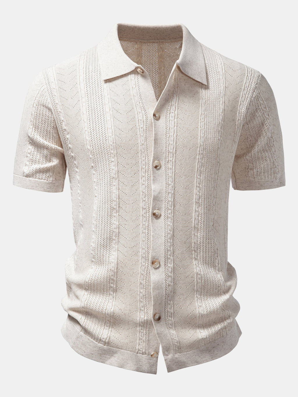 Linen Textured Knit Shirt & Slim Fit Tapered Trousers