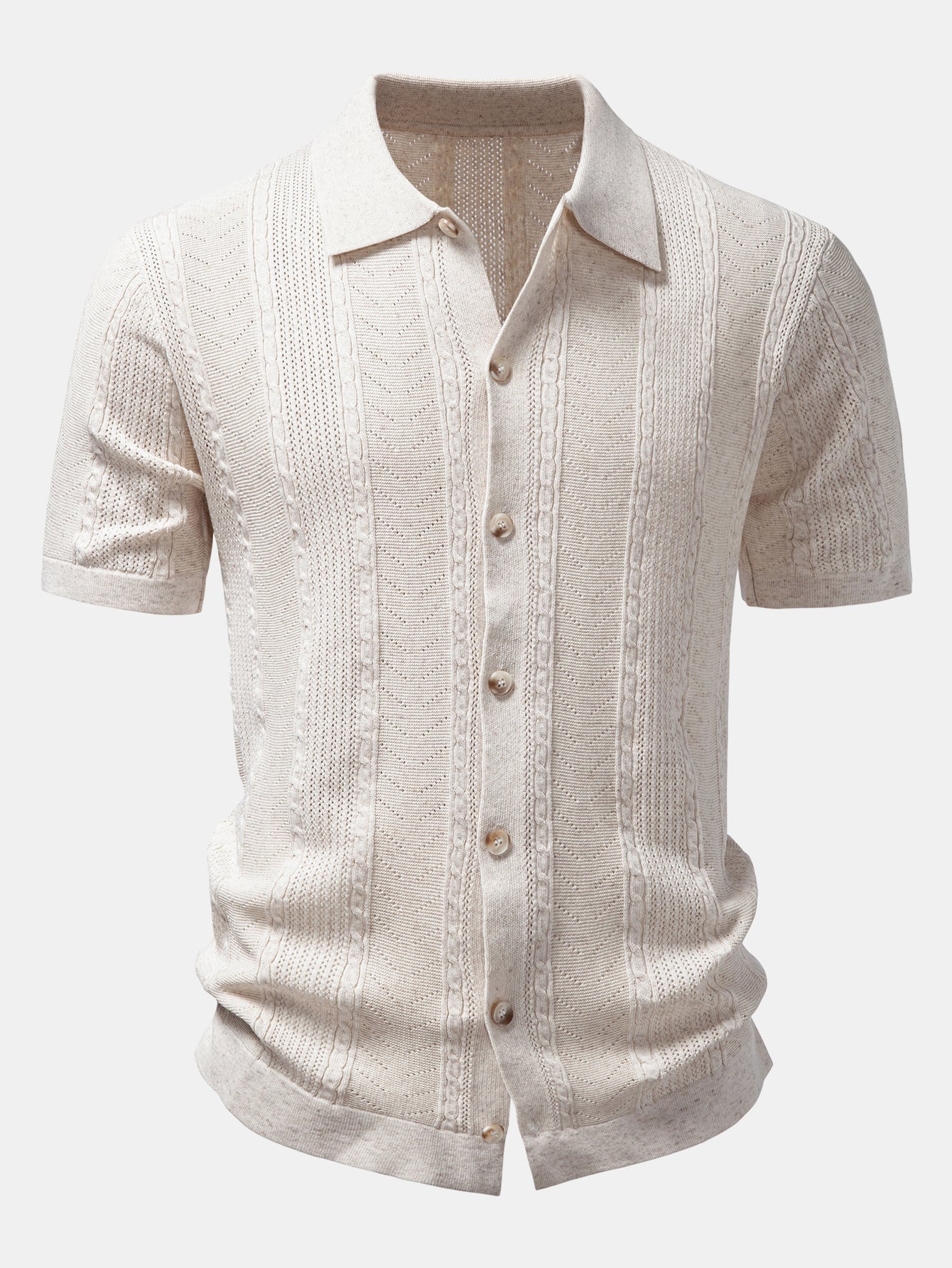 Linen Textured Knit Shirt & Slim Fit Tapered Trousers