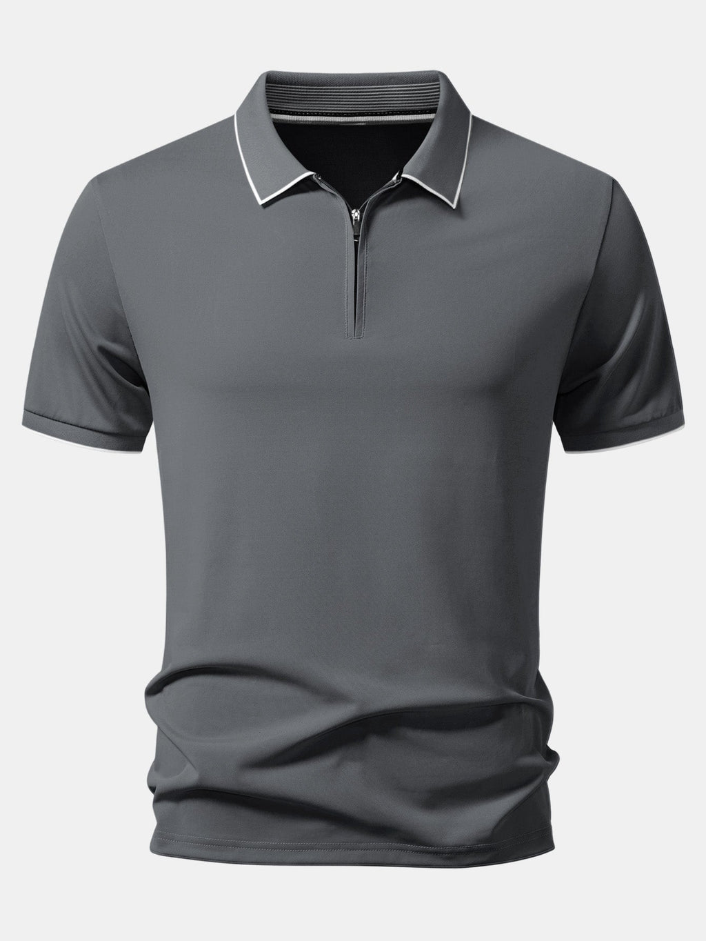 Contrast Trim Zipper Polo