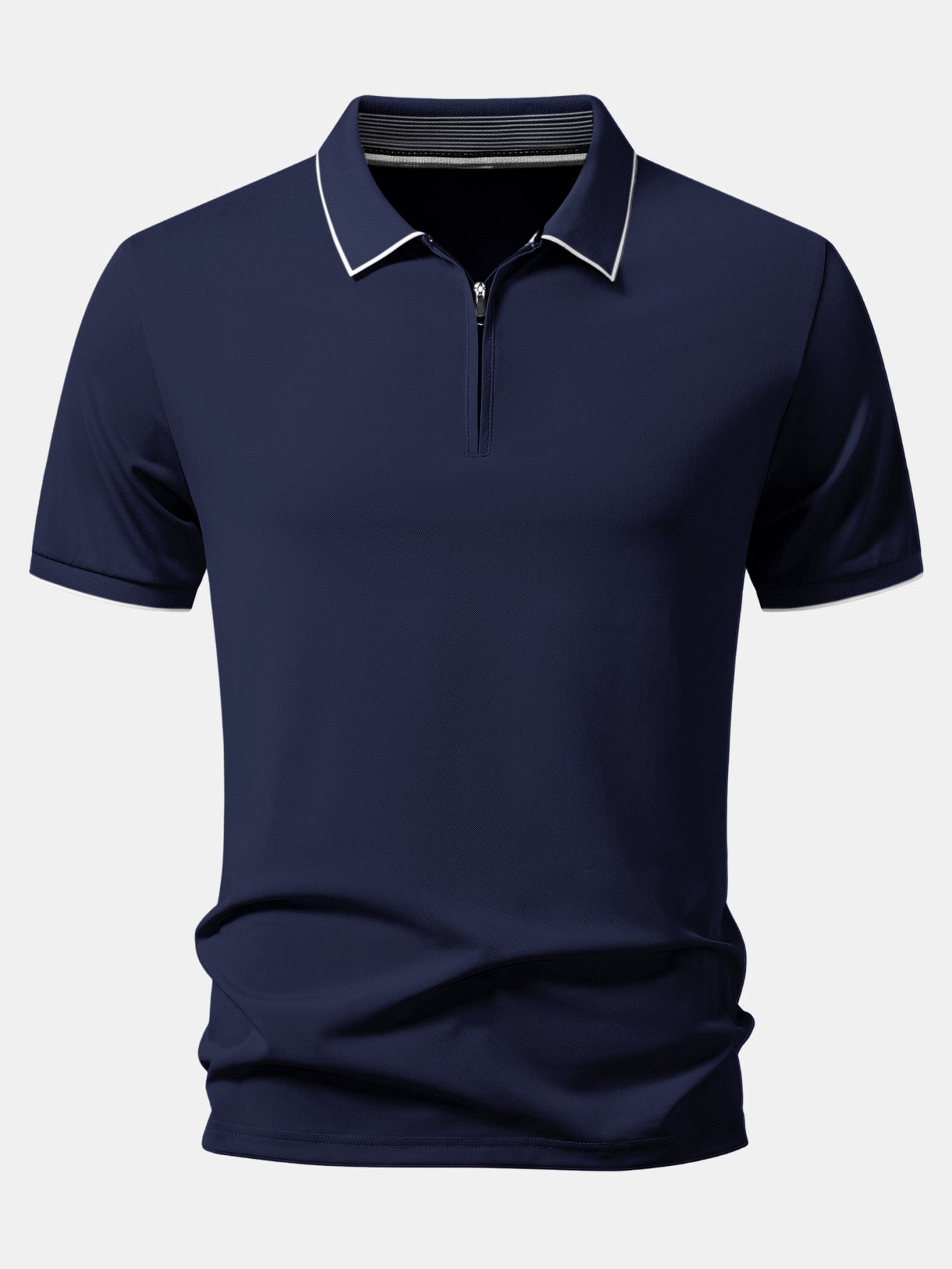 Contrast Trim Zipper Polo