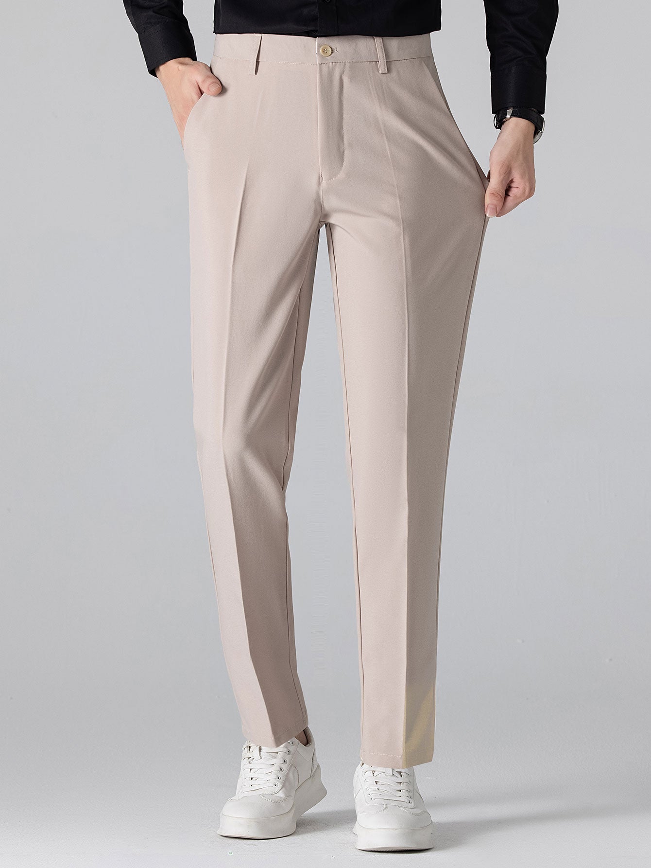 Geometric Jacquard Knit Polo & Slim Fit Tapered Trousers