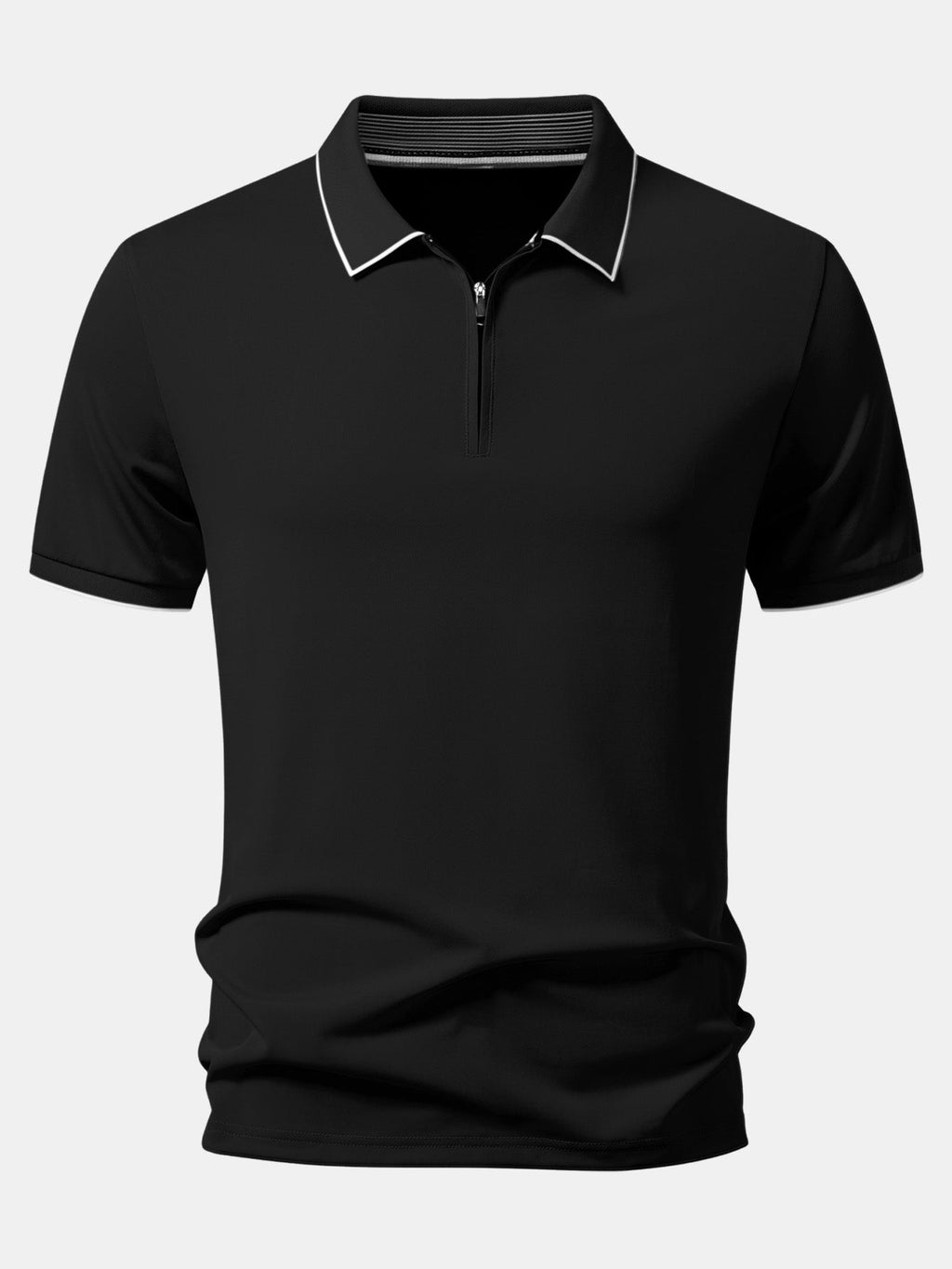 Contrast Trim Zipper Polo