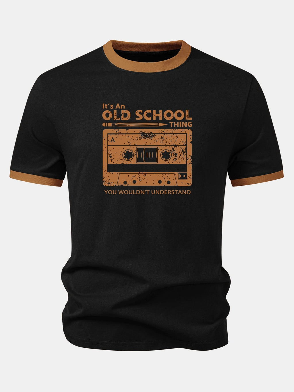 Cassette Tape Print Contrast Ringer T-Shirt