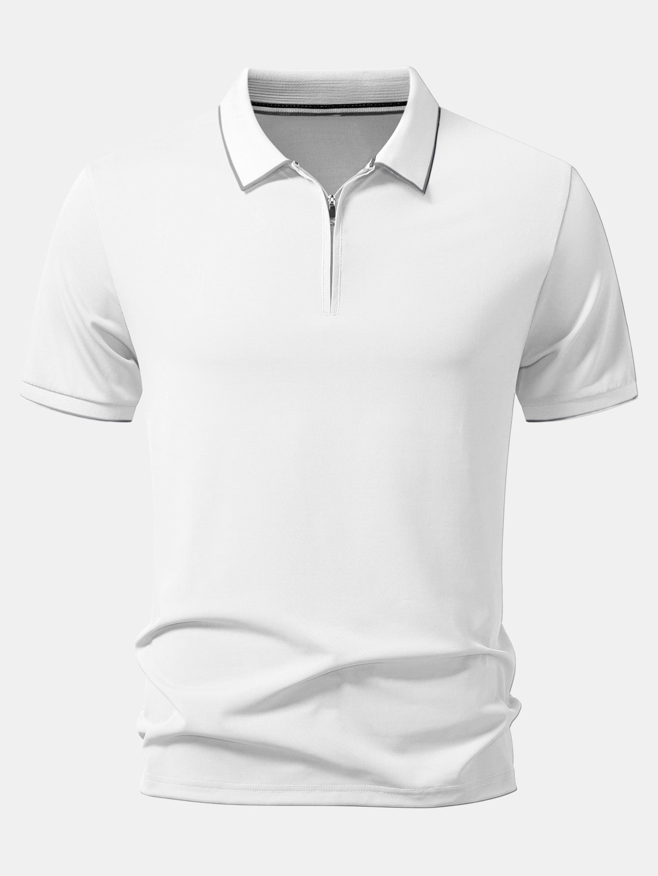 Contrast Trim Zipper Polo