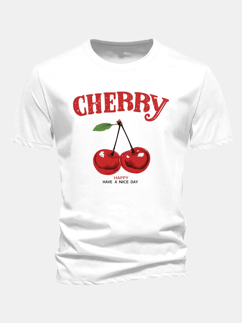 Regular Fit Cherry Print Cotton T-Shirt