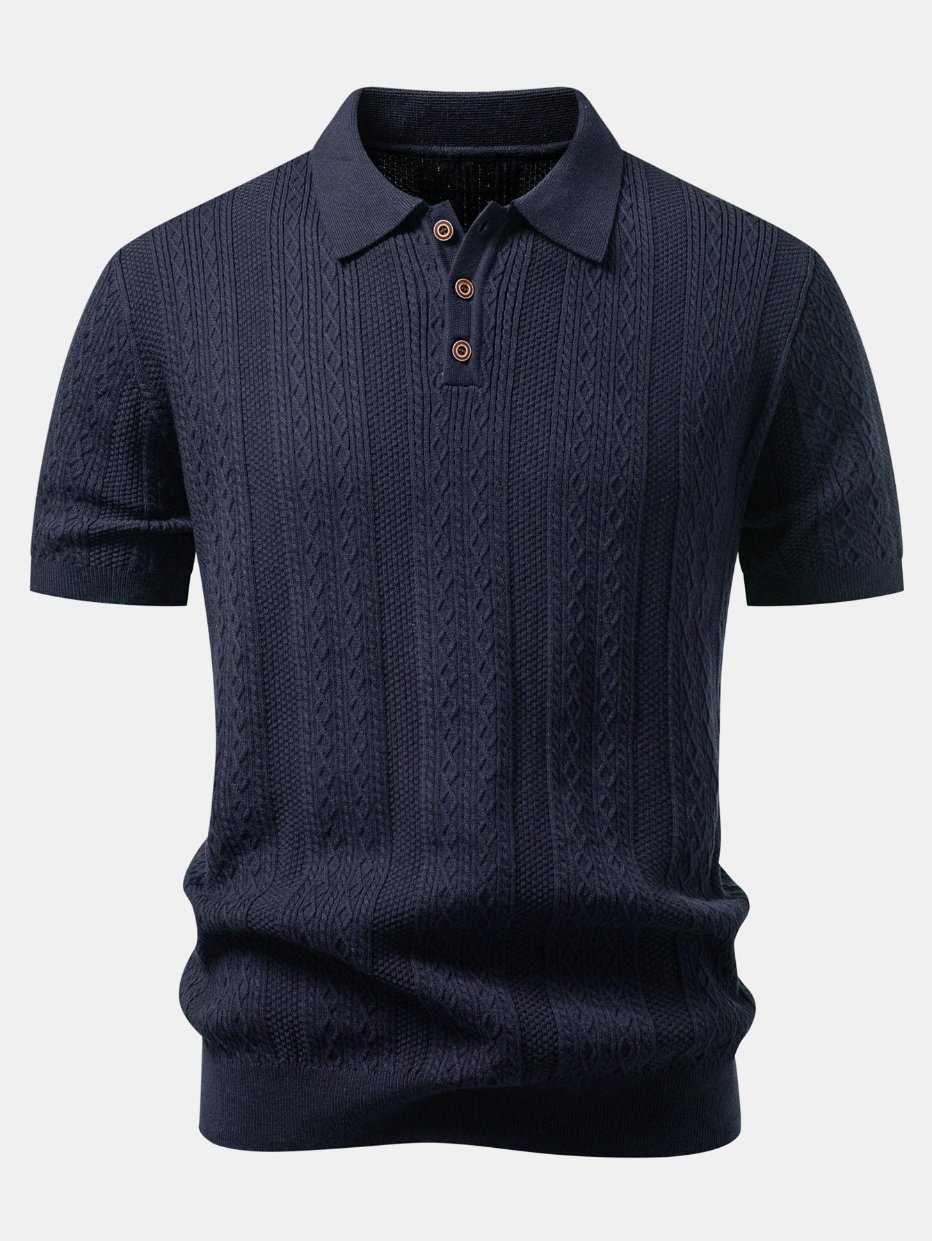 Geometric Jacquard Knit Polo & Slim Fit Tapered Trousers
