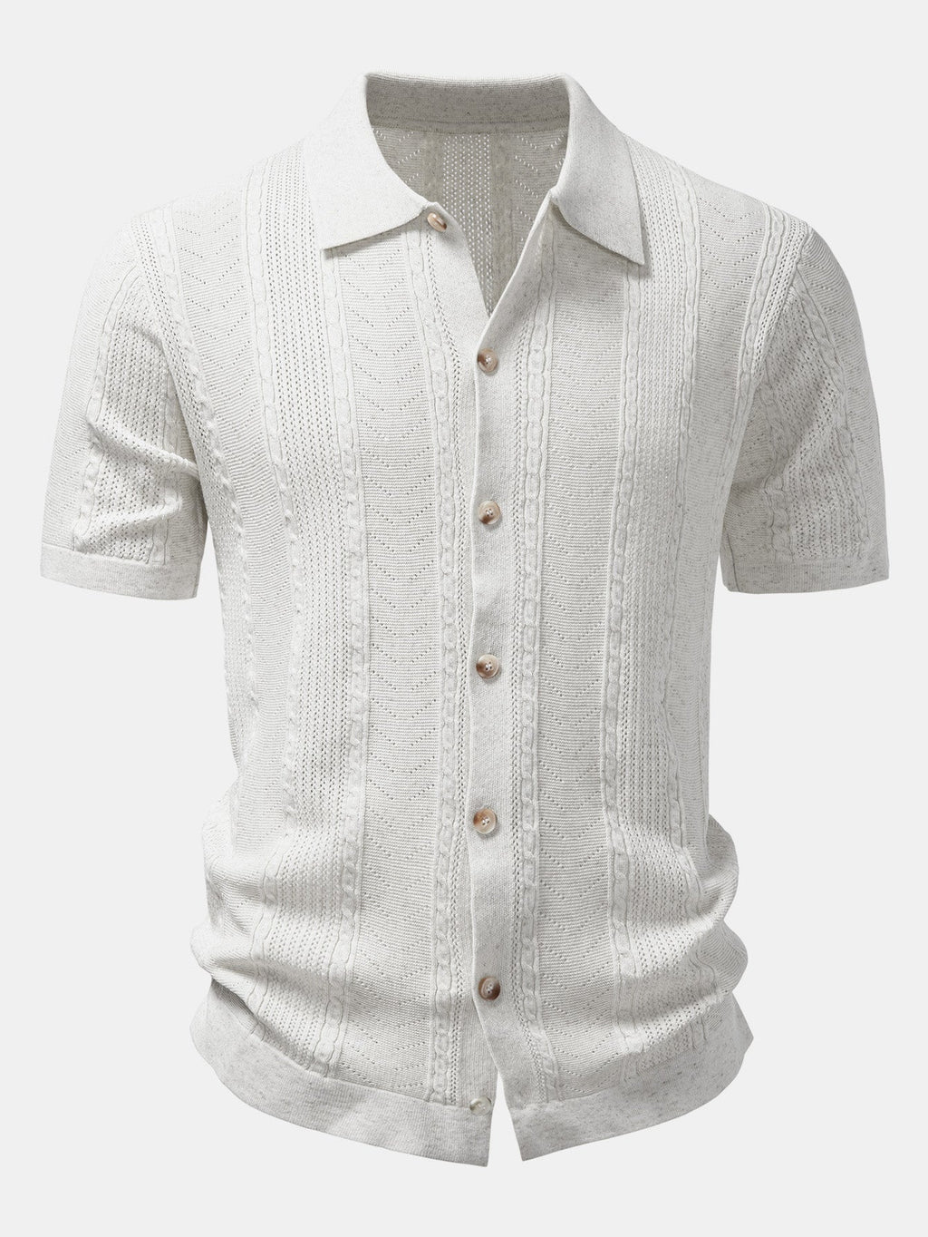 Linen Textured Knit Shirt & Slim Fit Tapered Trousers
