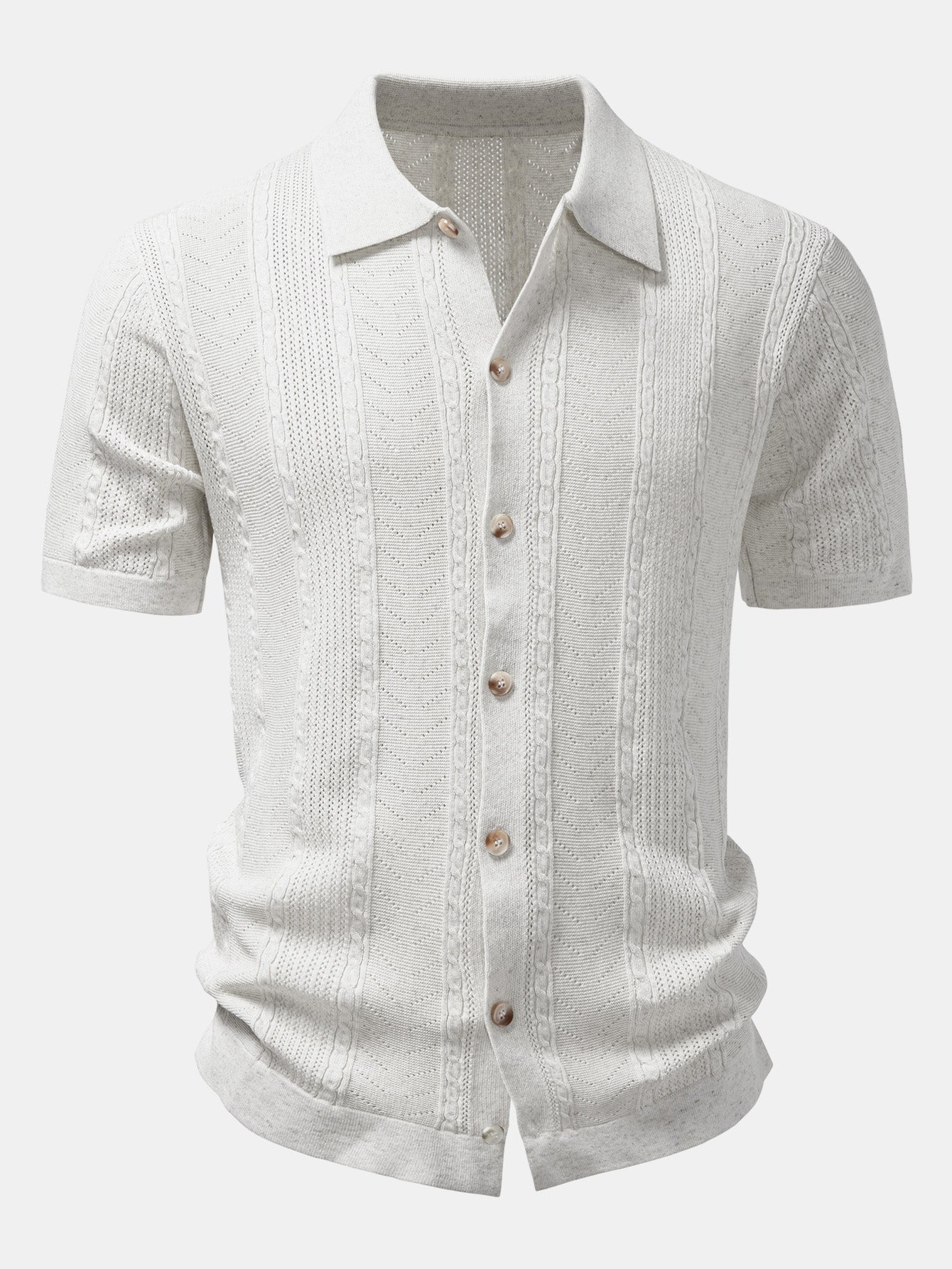 Linen Textured Knit Shirt & Slim Fit Tapered Trousers