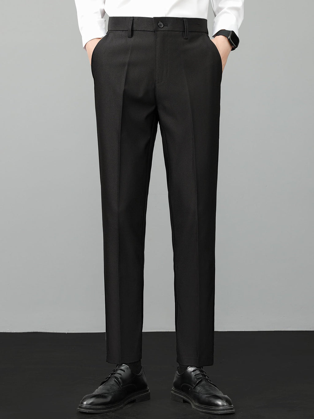 Linen Textured Knit Shirt & Slim Fit Tapered Trousers