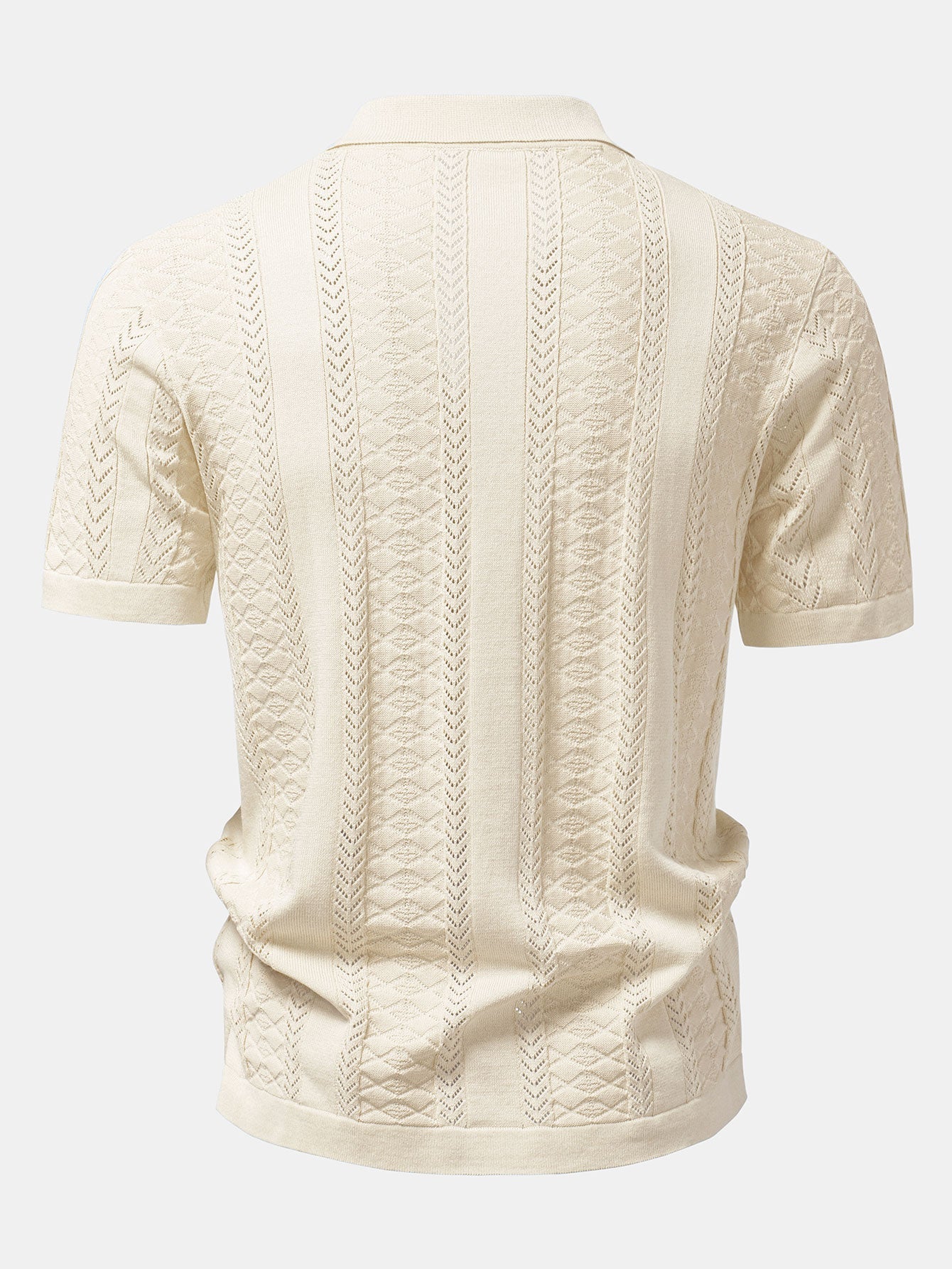 Textured Jacquard Open Knit Shirt & Crinkle Textured Straight Leg Pants
