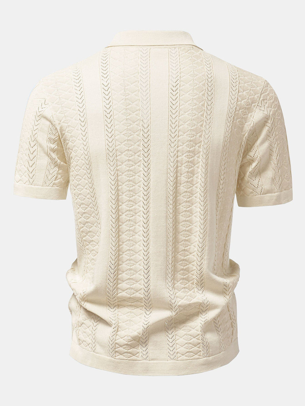 Textured Jacquard Open Knit Shirt & Straight Leg Linen Pants