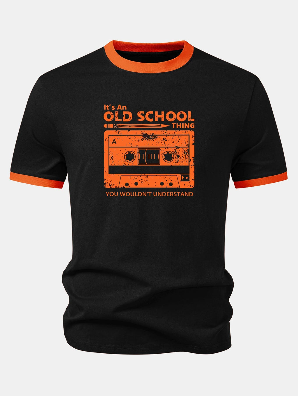 Cassette Tape Print Contrast Ringer T-Shirt