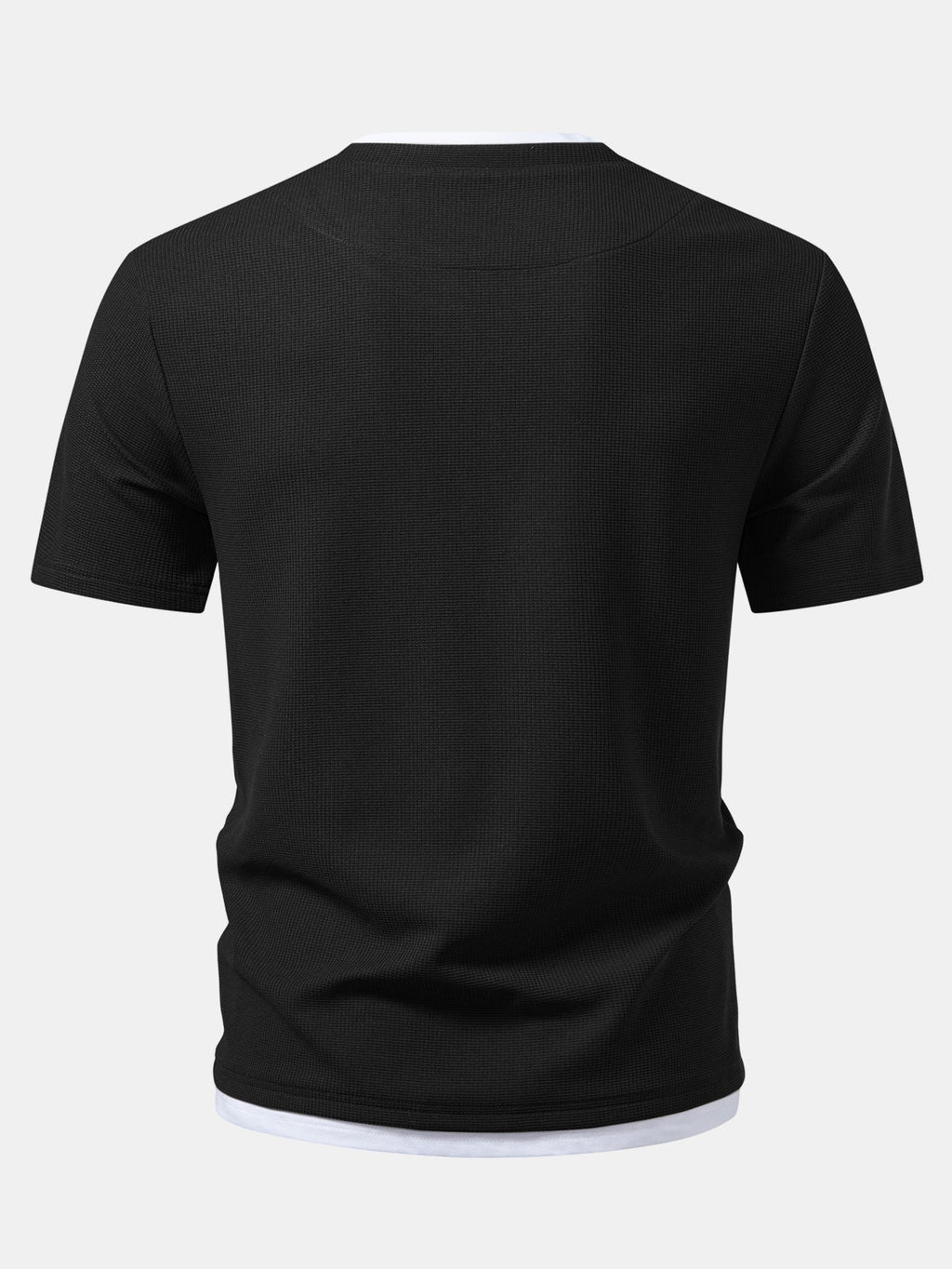Regular Fit 2 In 1 Notched Collar Waffle T-Shirt