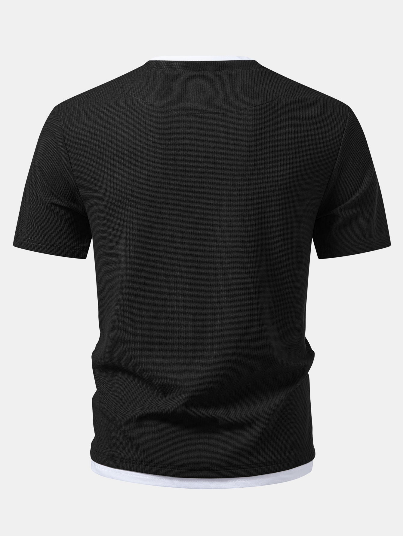 Regular Fit 2 In 1 Notched Collar Waffle T-Shirt