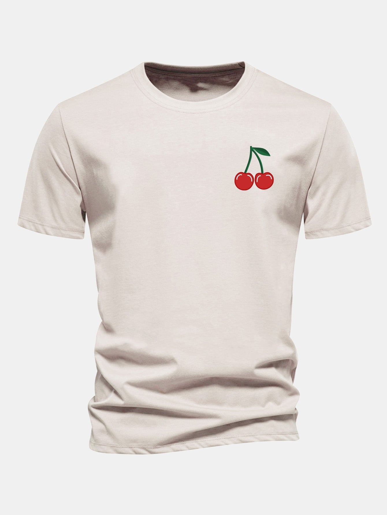 Regular Fit Cherry Print Cotton T-Shirt
