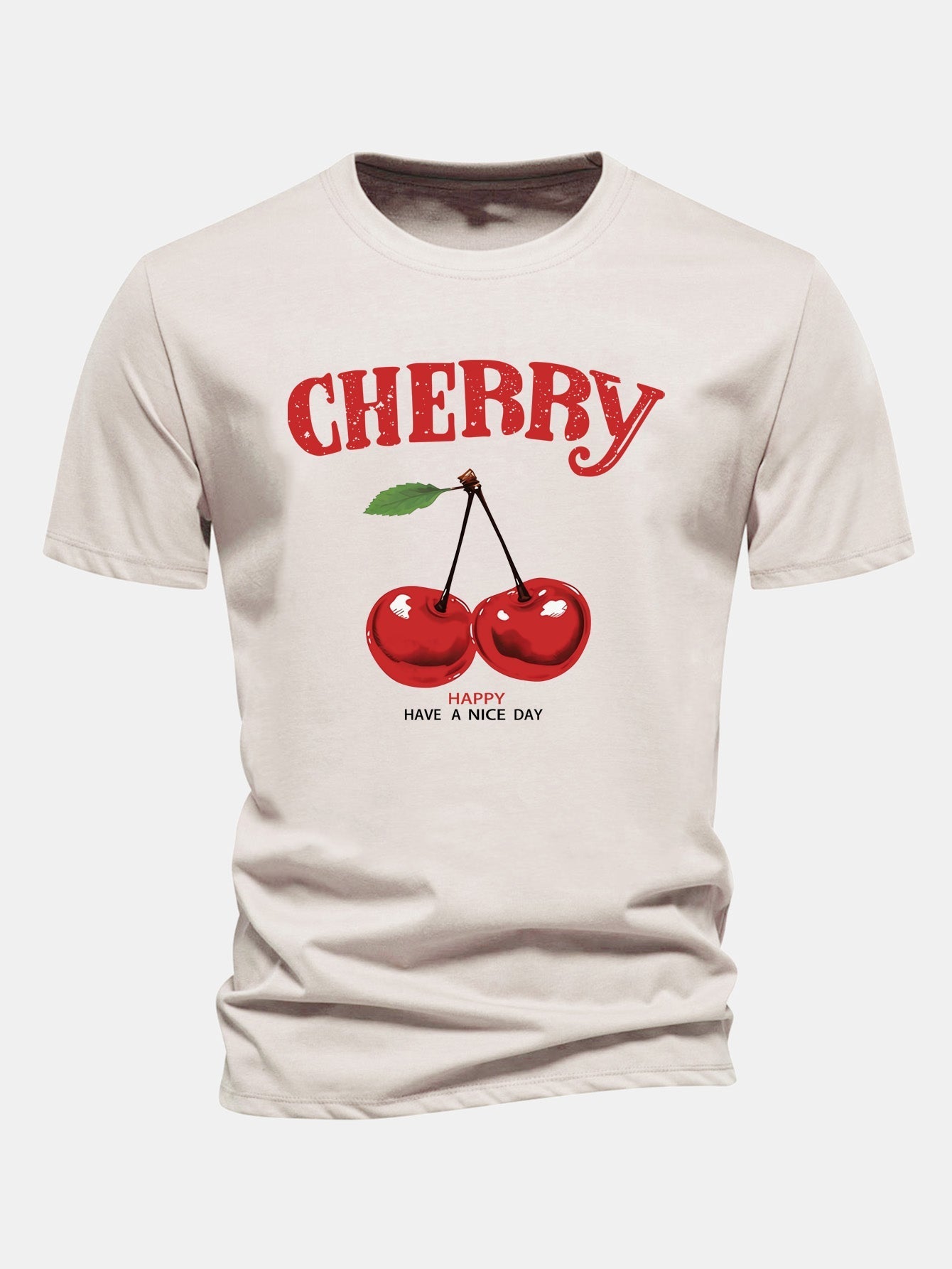 Regular Fit Cherry Print Cotton T-Shirt