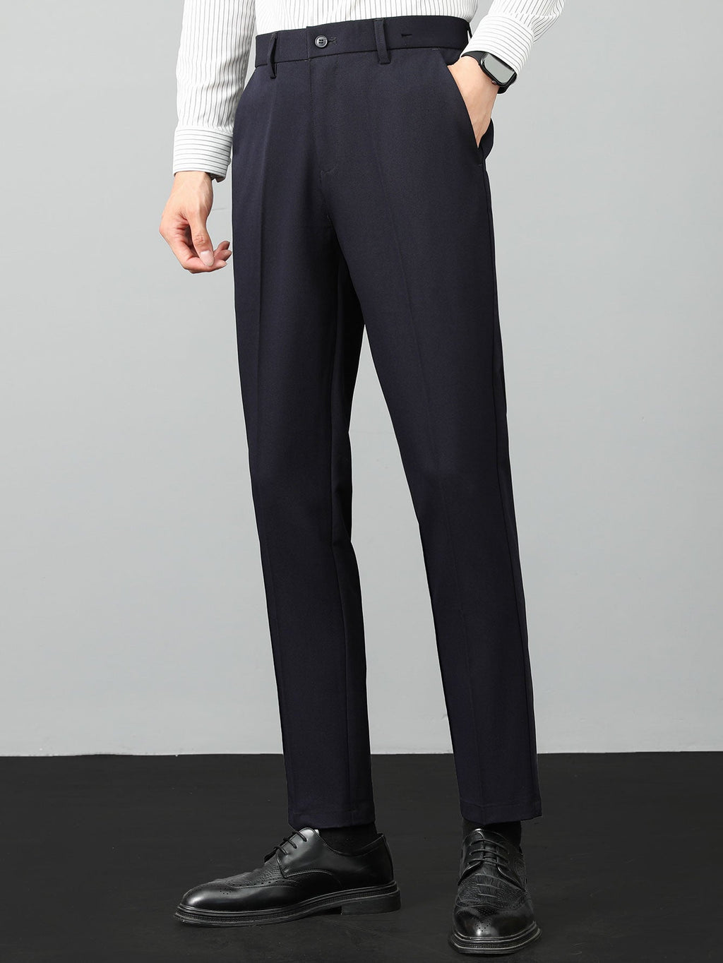 Linen Textured Knit Shirt & Slim Fit Tapered Trousers