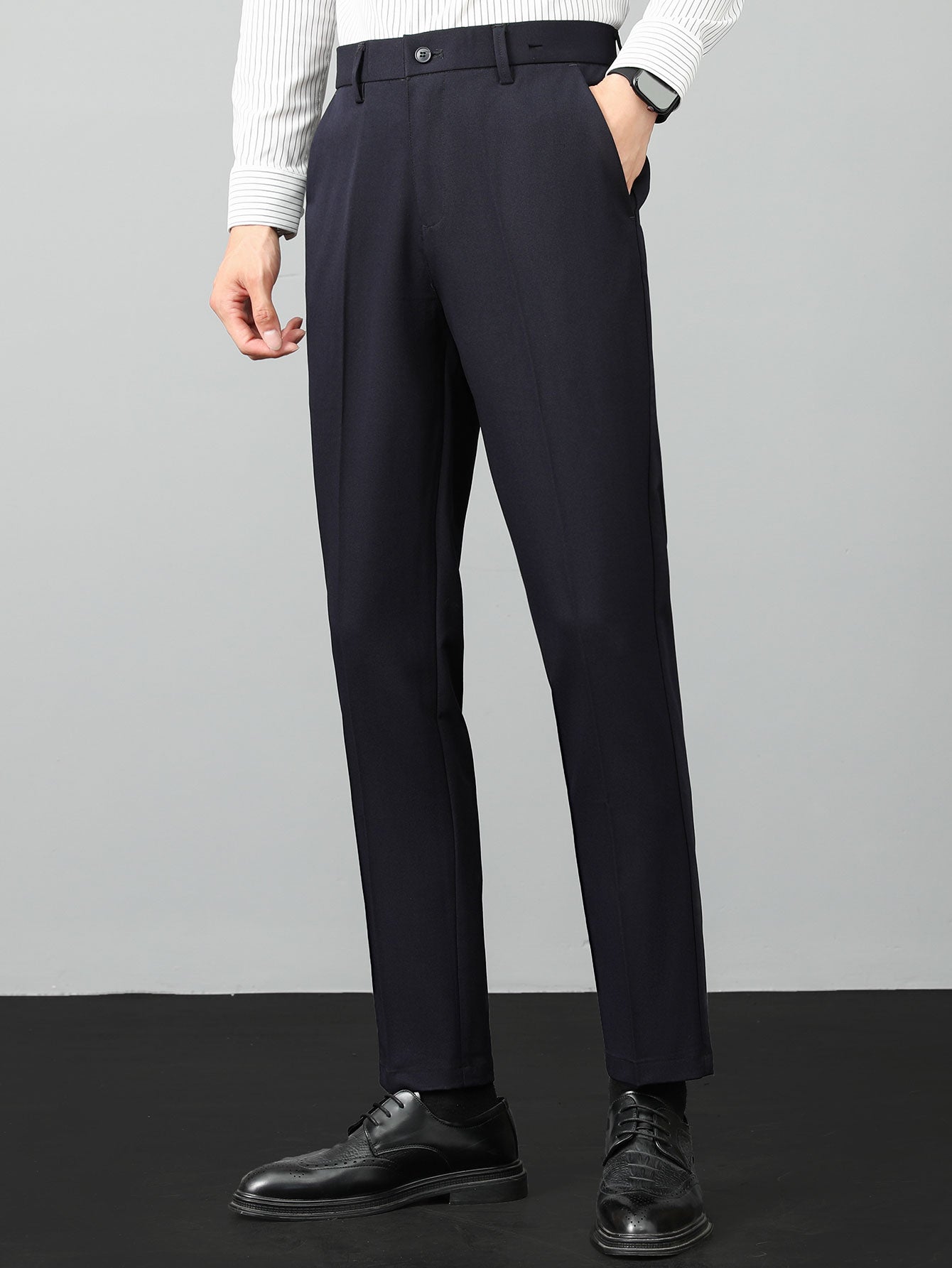 Linen Textured Knit Shirt & Slim Fit Tapered Trousers