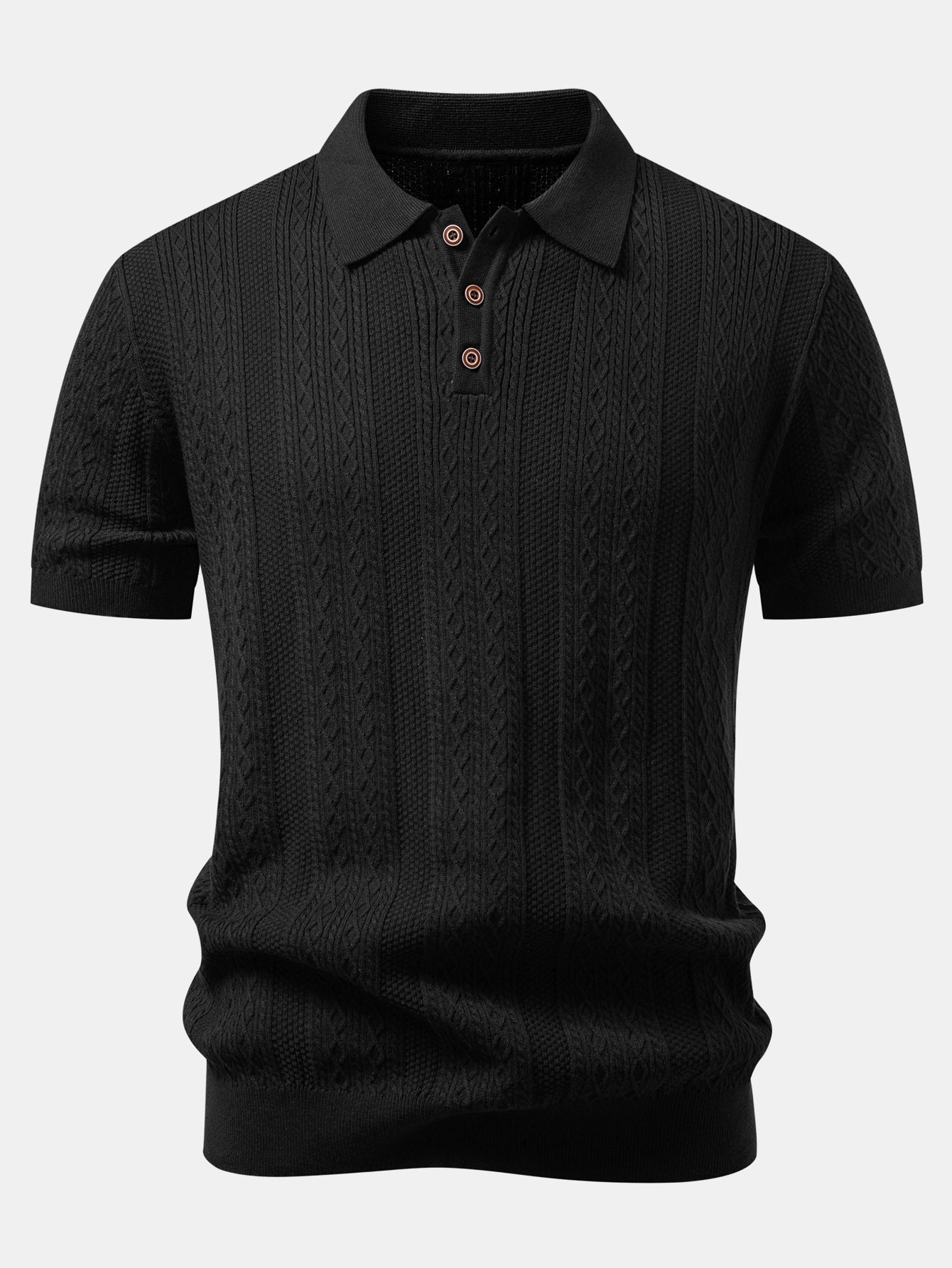 Geometric Jacquard Knit Polo & Slim Fit Tapered Trousers
