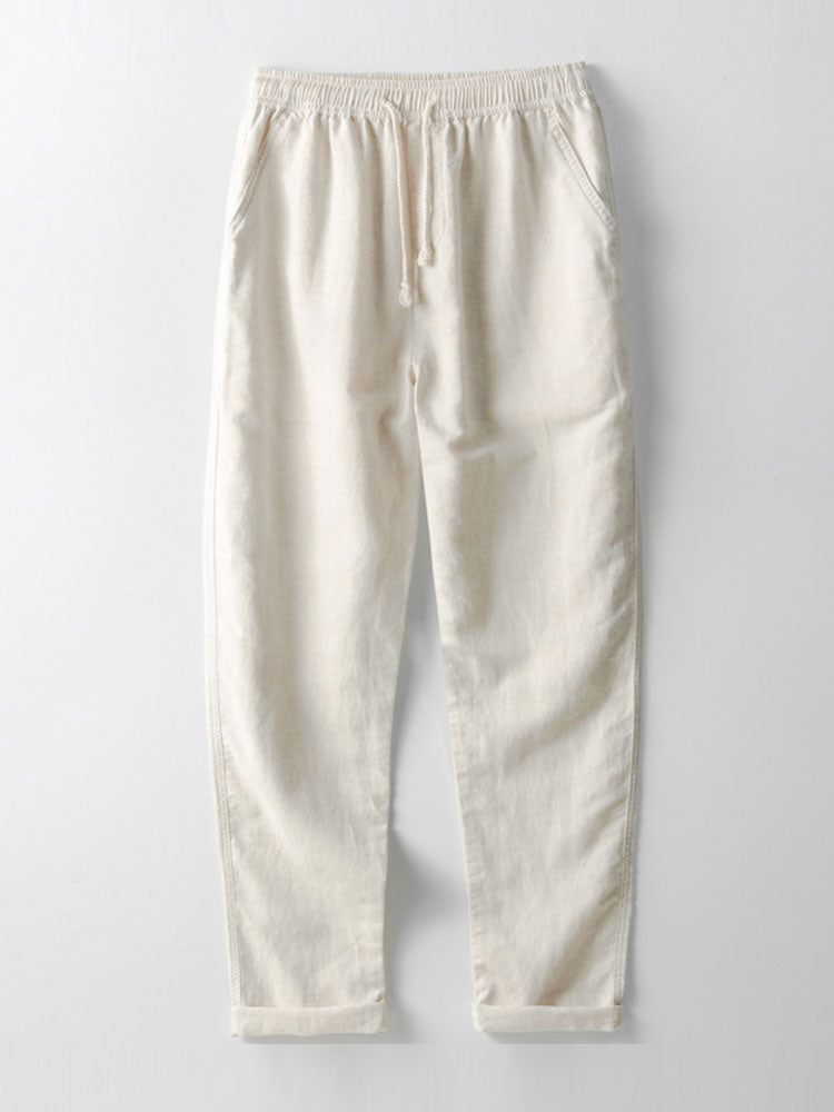 Geometric Jacquard Open Knit Polo & Straight Leg Linen Pants