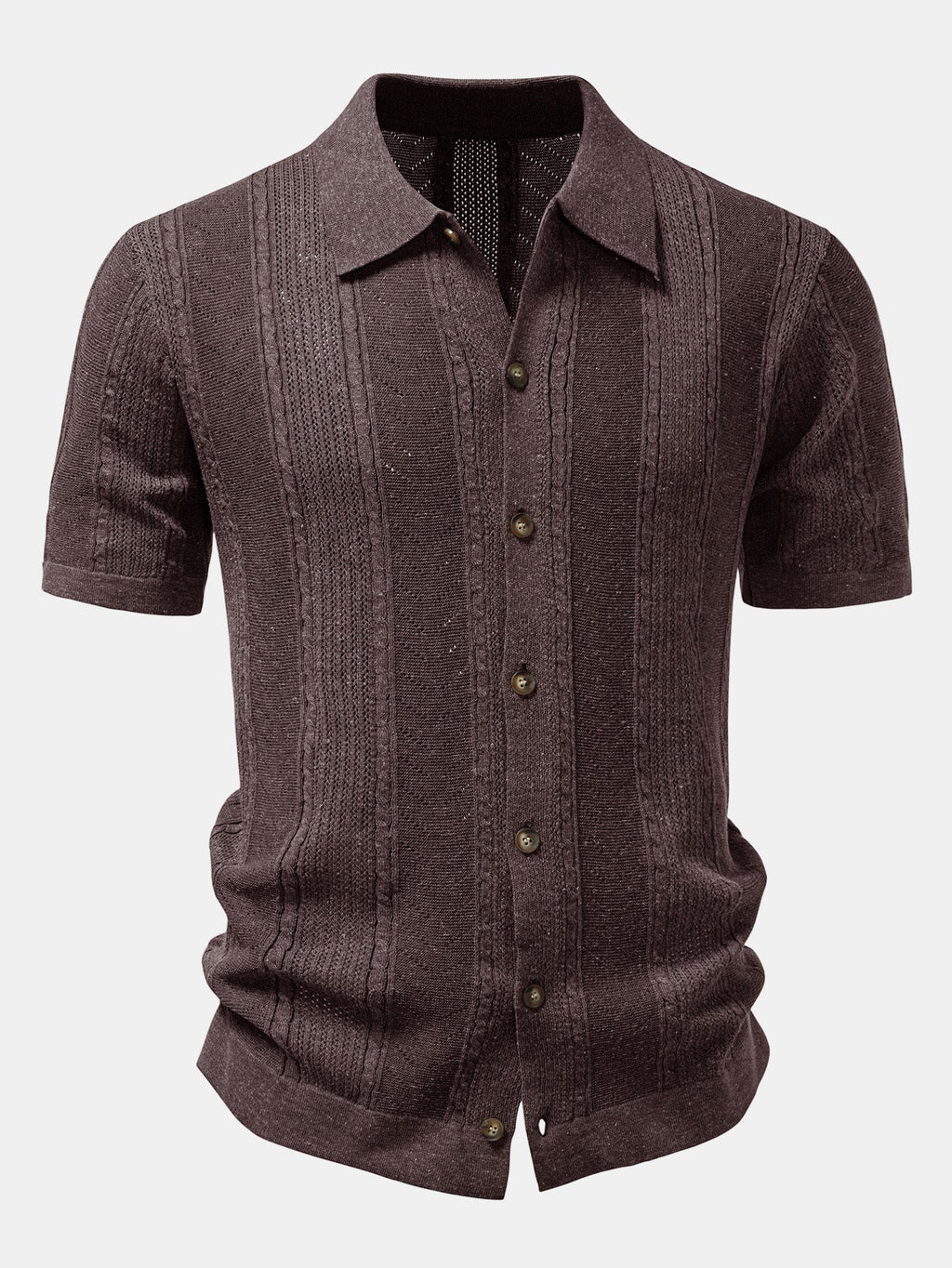 Linen Textured Knit Shirt & Slim Fit Tapered Trousers