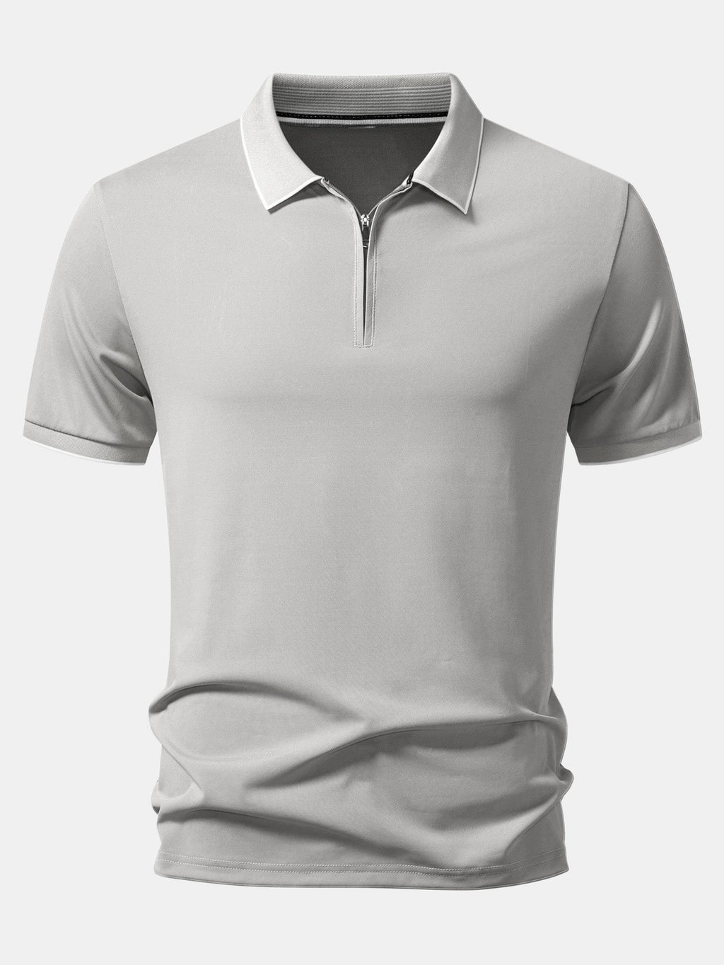 Contrast Trim Zipper Polo