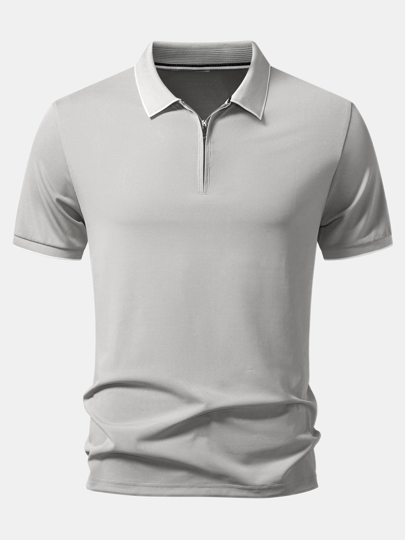 Contrast Trim Zipper Polo