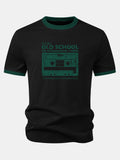 Cassette Tape Print Contrast Ringer T-Shirt