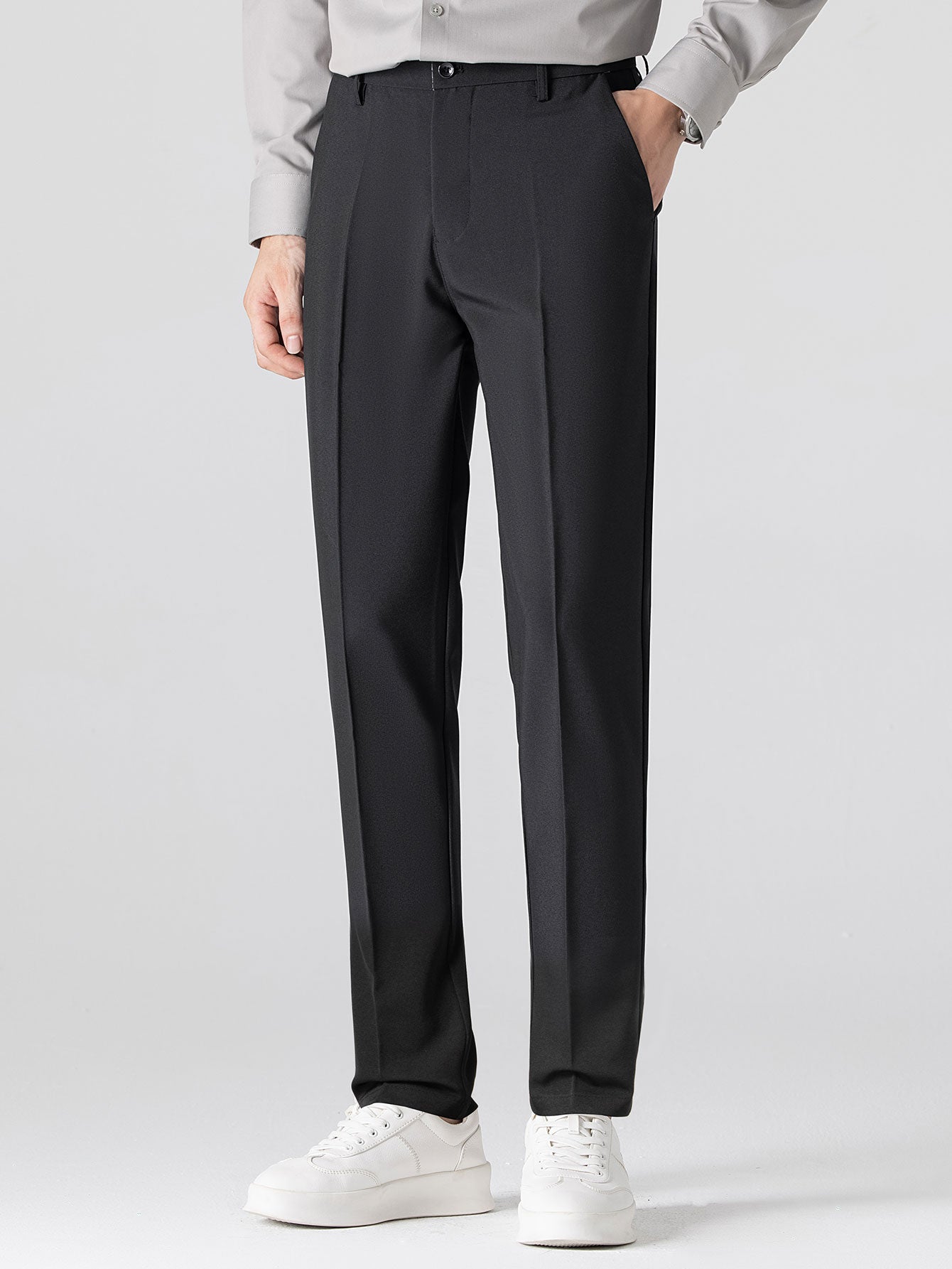 Geometric Jacquard Knit Polo & Slim Fit Tapered Trousers