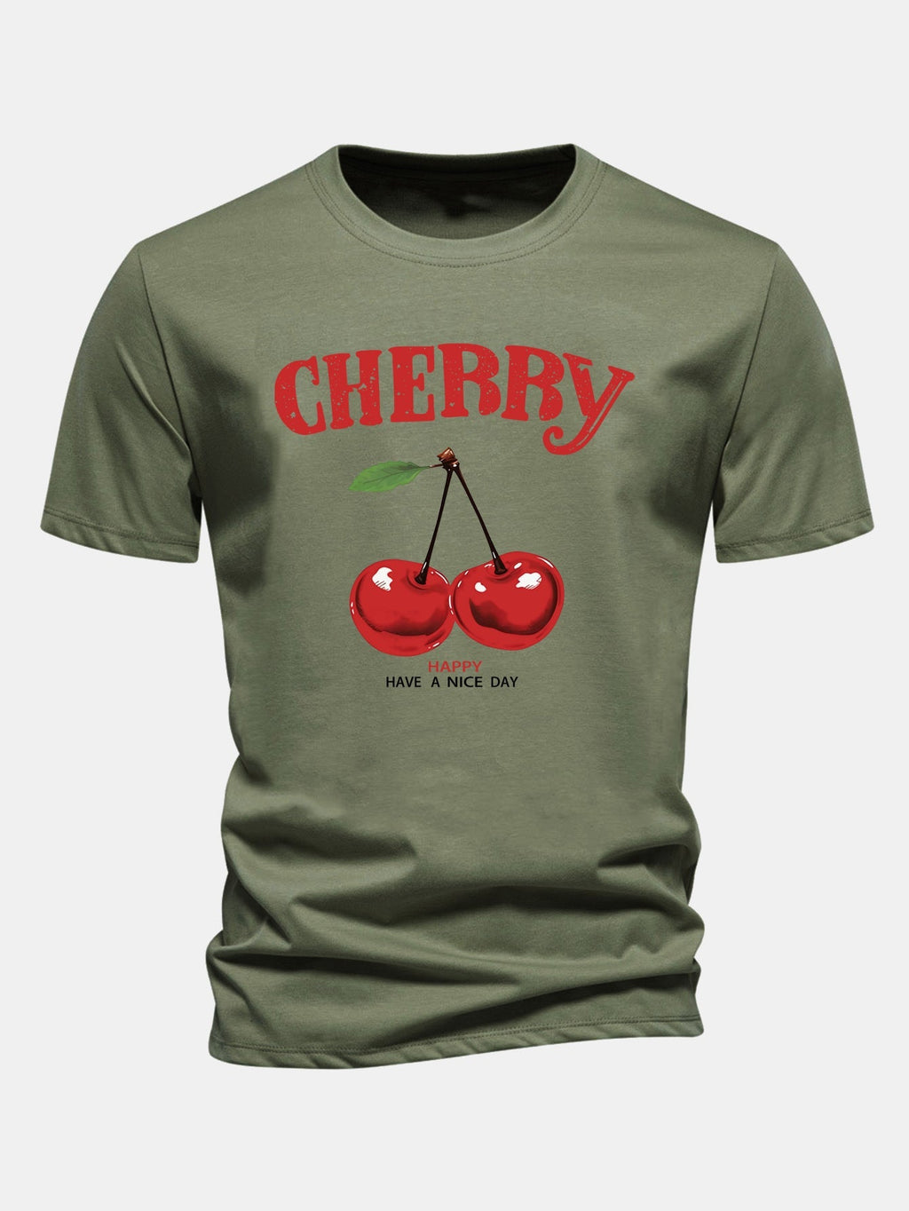 Regular Fit Cherry Print Cotton T-Shirt
