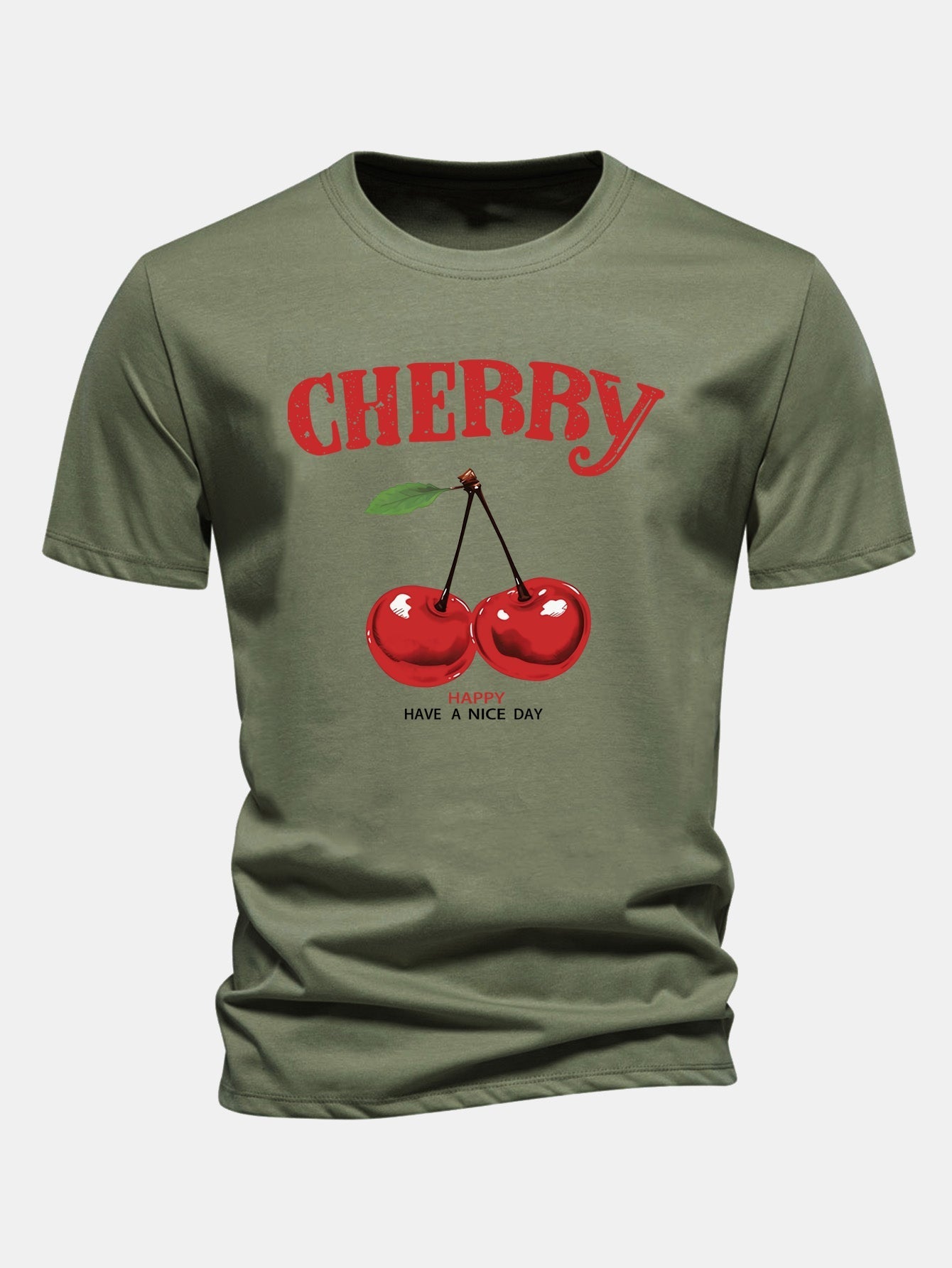Regular Fit Cherry Print Cotton T-Shirt