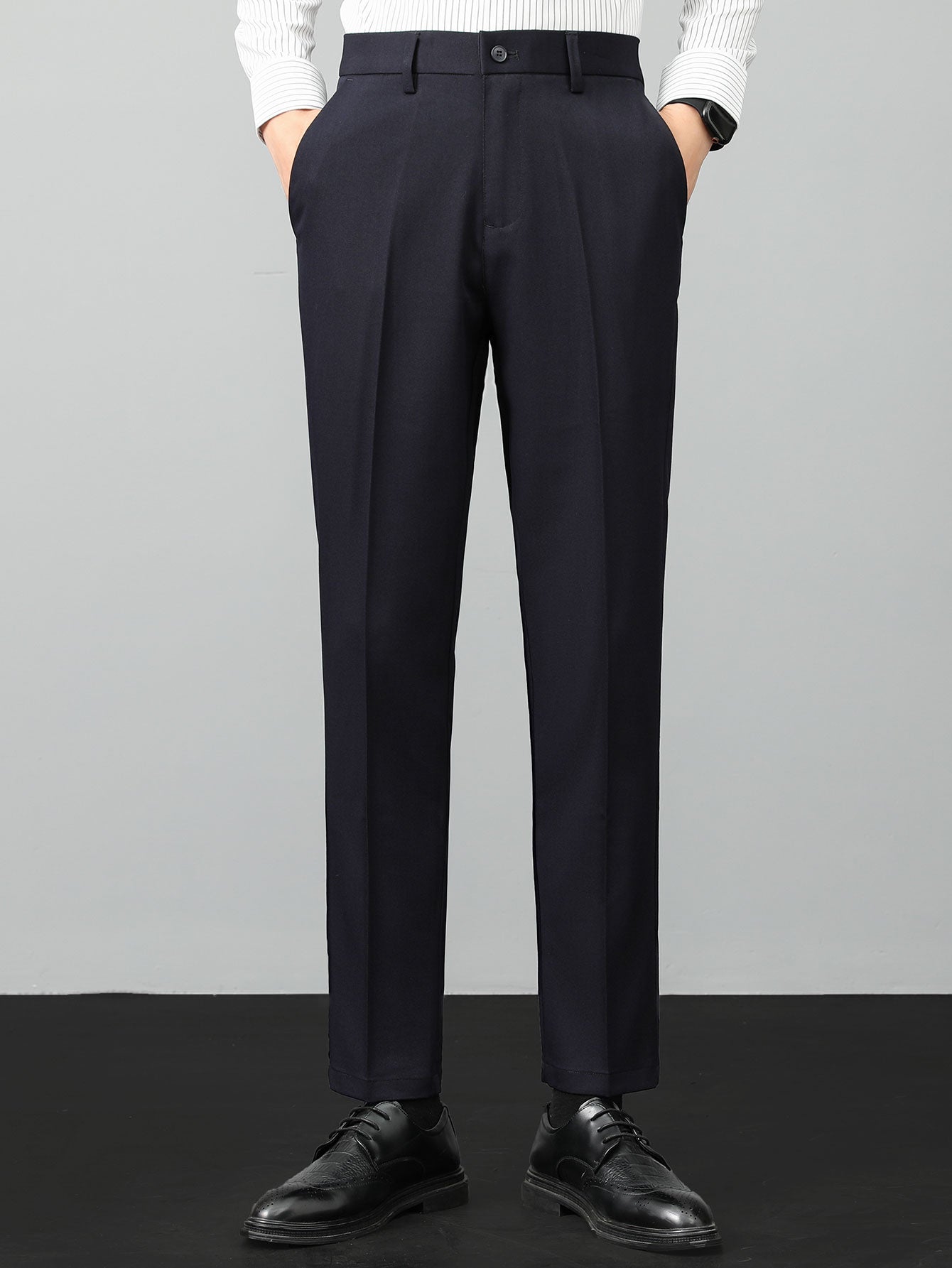 Linen Textured Knit Polo & Slim Fit Tapered Trousers