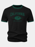 California Mountain Print Contrast Ringer T-Shirt