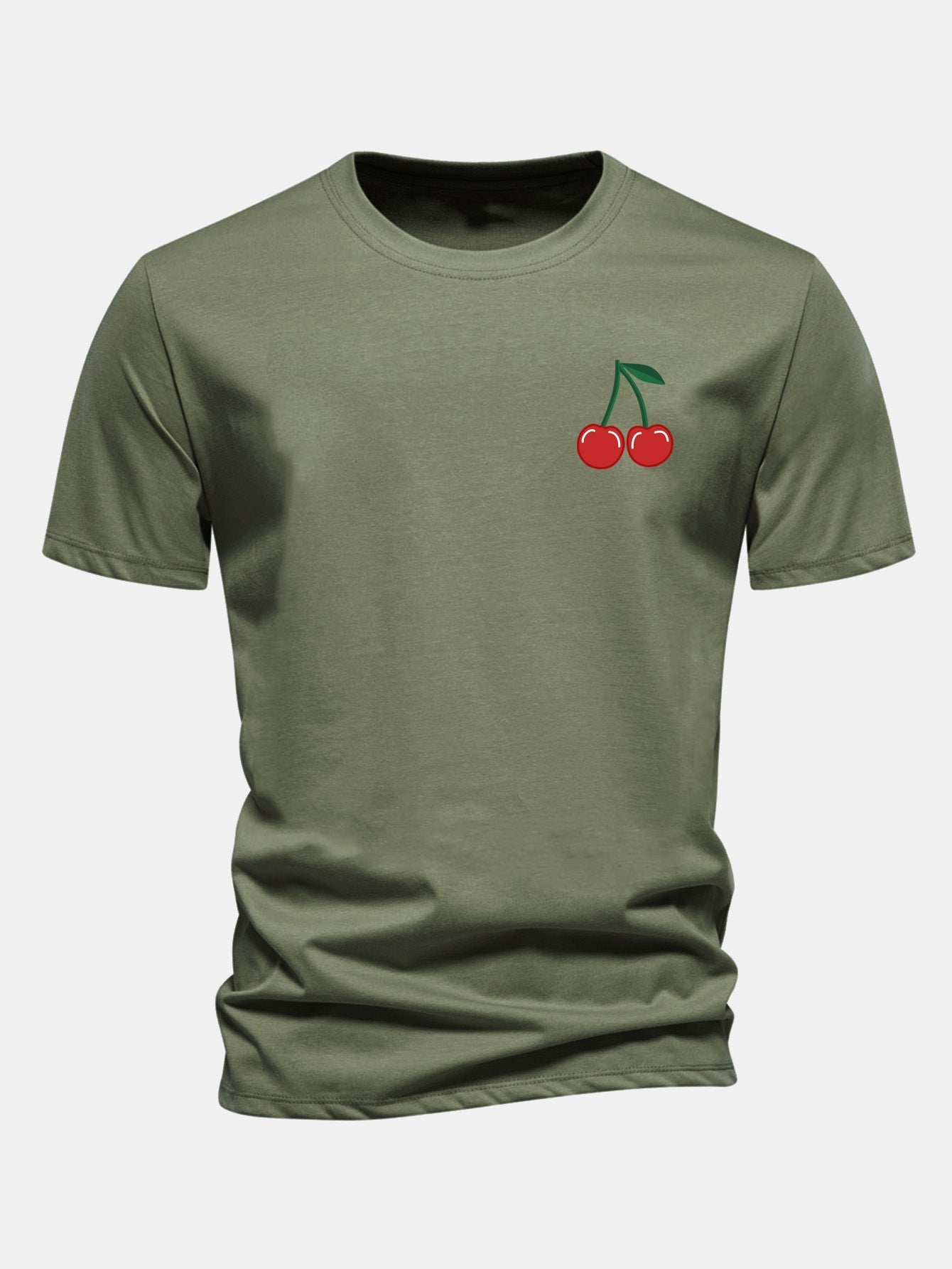 Regular Fit Cherry Print Cotton T-Shirt