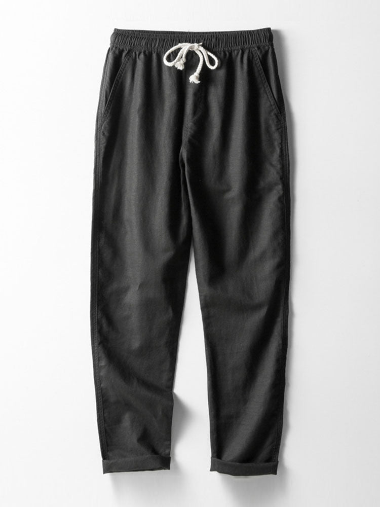 Linen Textured Knit Polo & Straight Leg Linen Pants