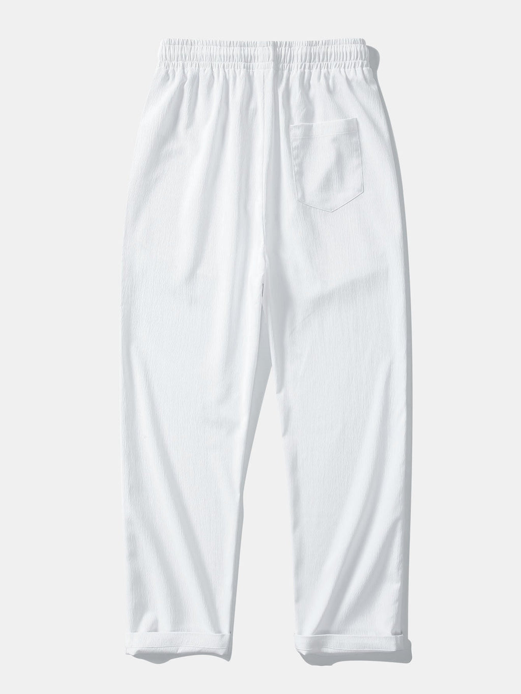 Linen Look Button Up Shirt & Crinkle Textured Straight Leg Pants