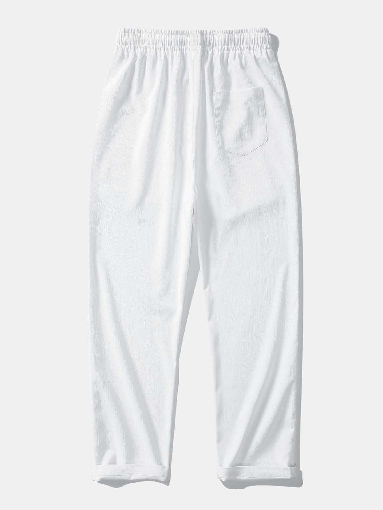 Linen Look Button Up Shirt & Crinkle Textured Straight Leg Pants