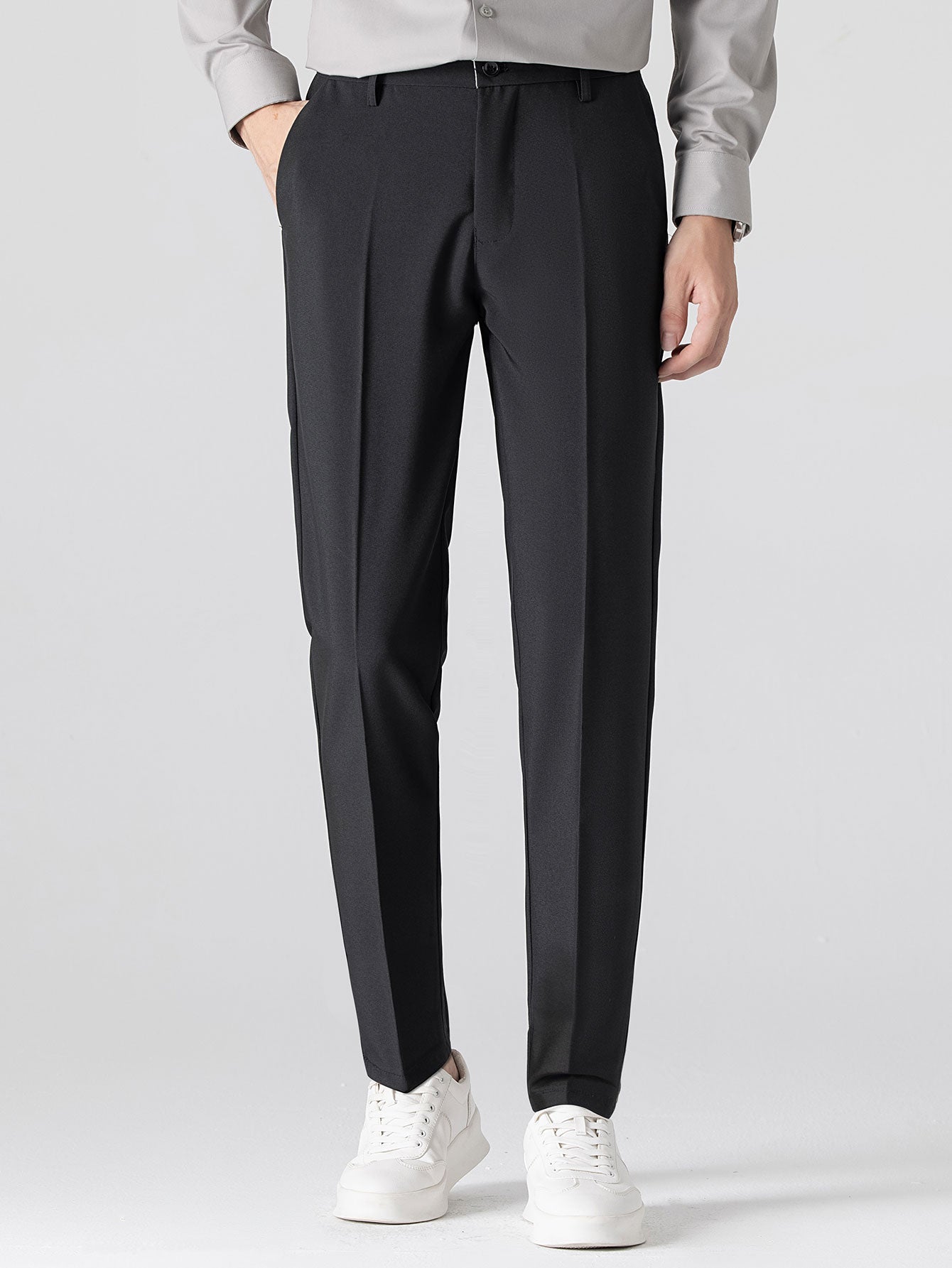 Geometric Jacquard Knit Polo & Slim Fit Tapered Trousers