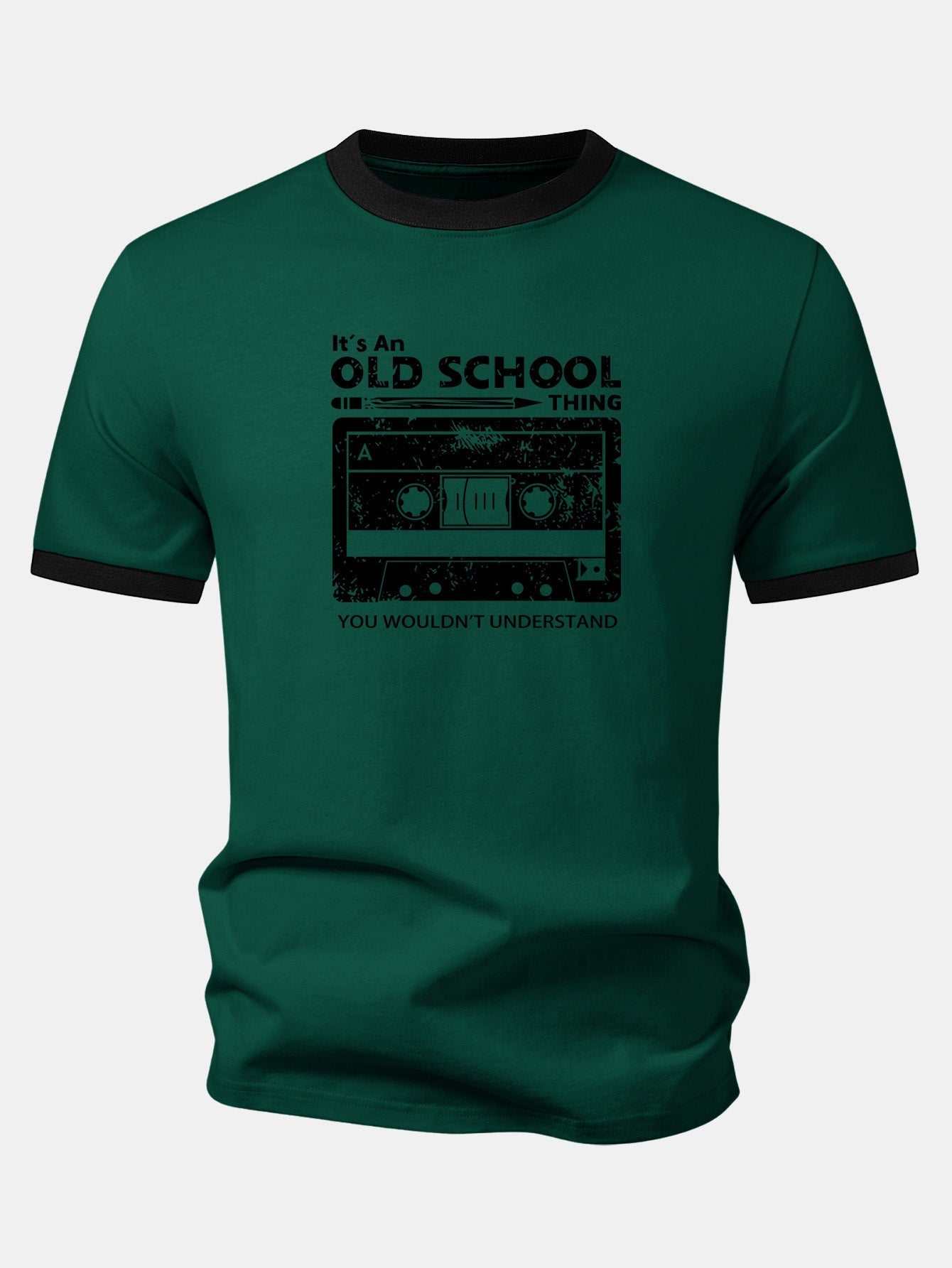Cassette Tape Print Contrast Ringer T-Shirt
