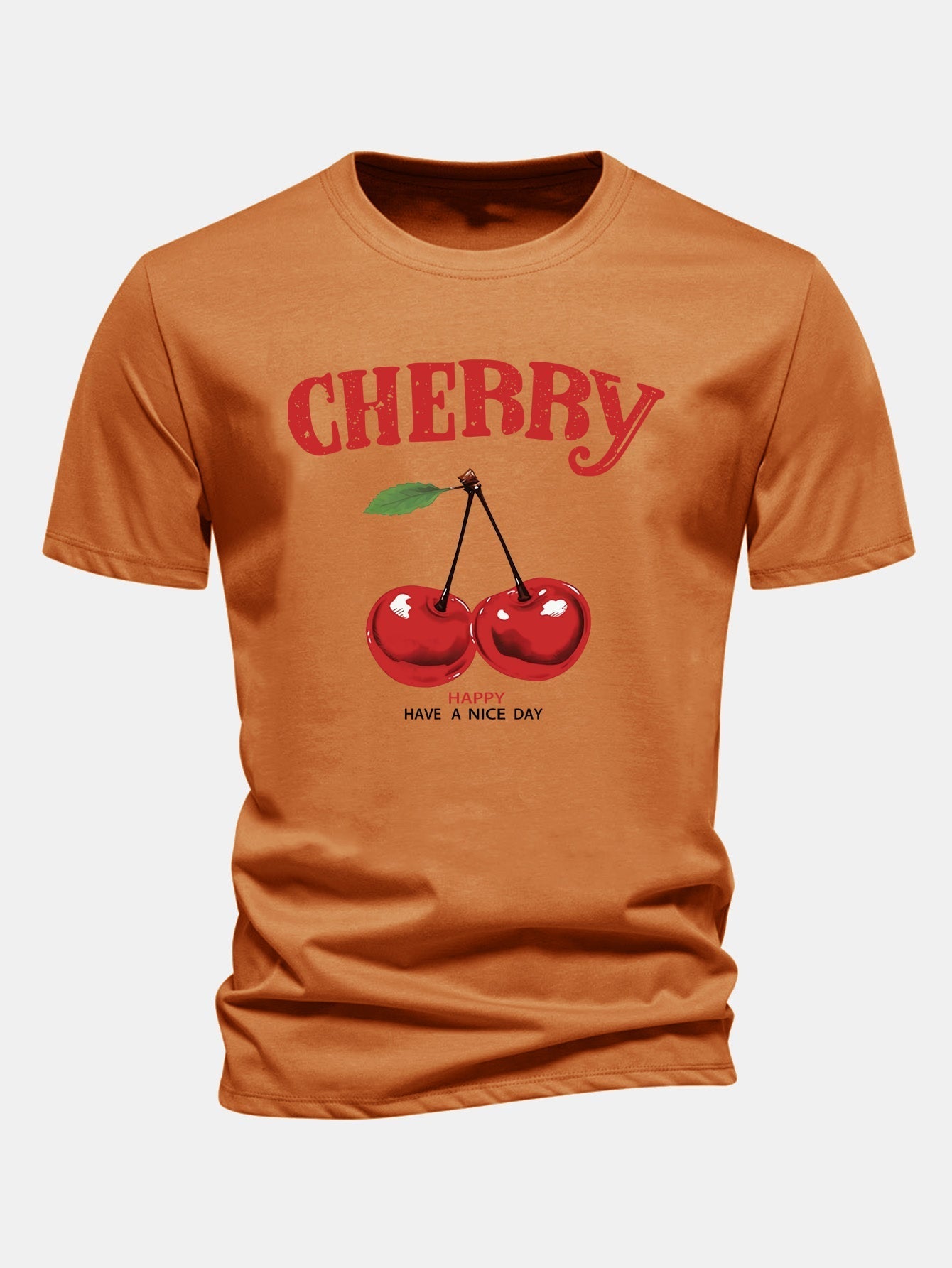 Regular Fit Cherry Print Cotton T-Shirt