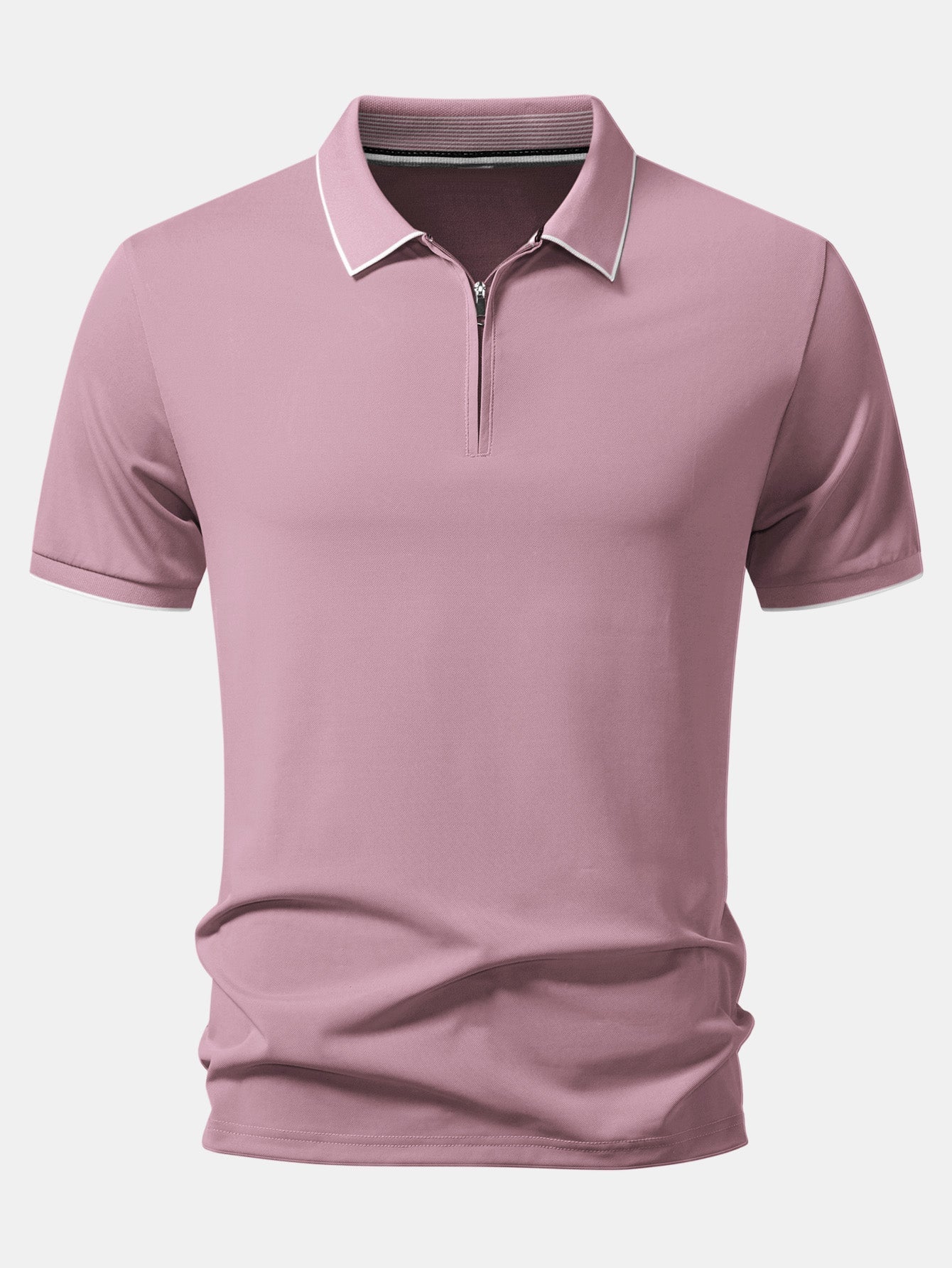 Contrast Trim Zipper Polo
