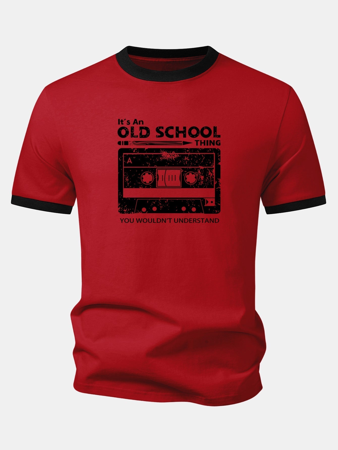 Cassette Tape Print Contrast Ringer T-Shirt