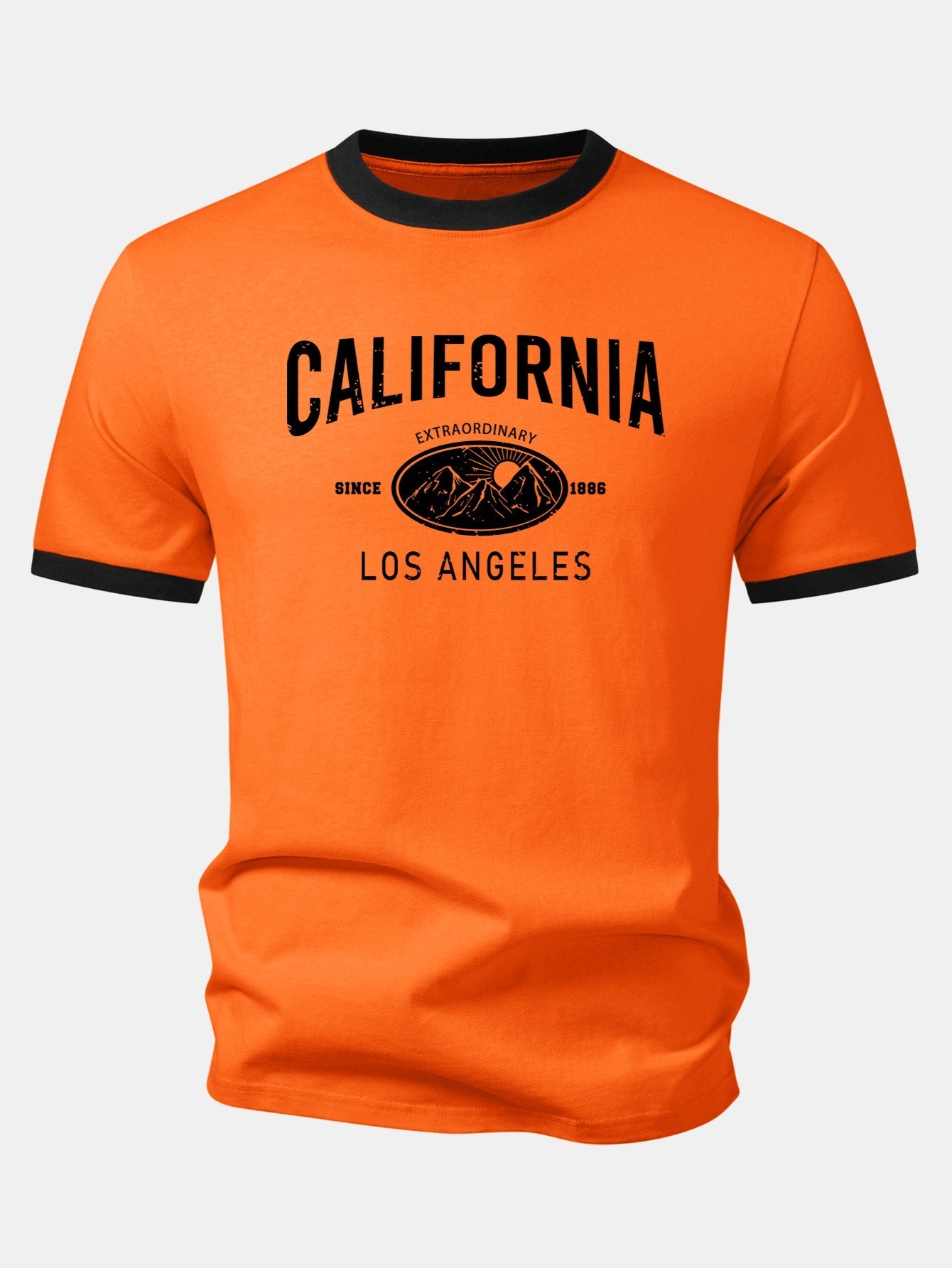 California Mountain Print Contrast Ringer T-Shirt
