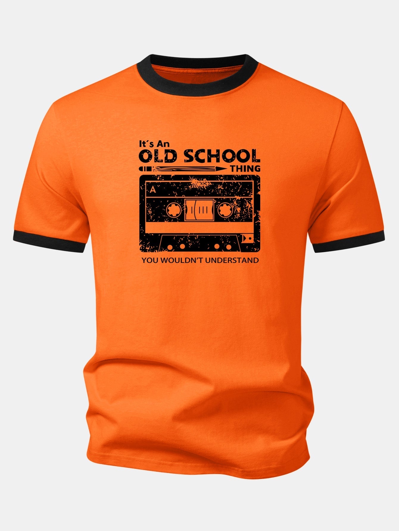 Cassette Tape Print Contrast Ringer T-Shirt
