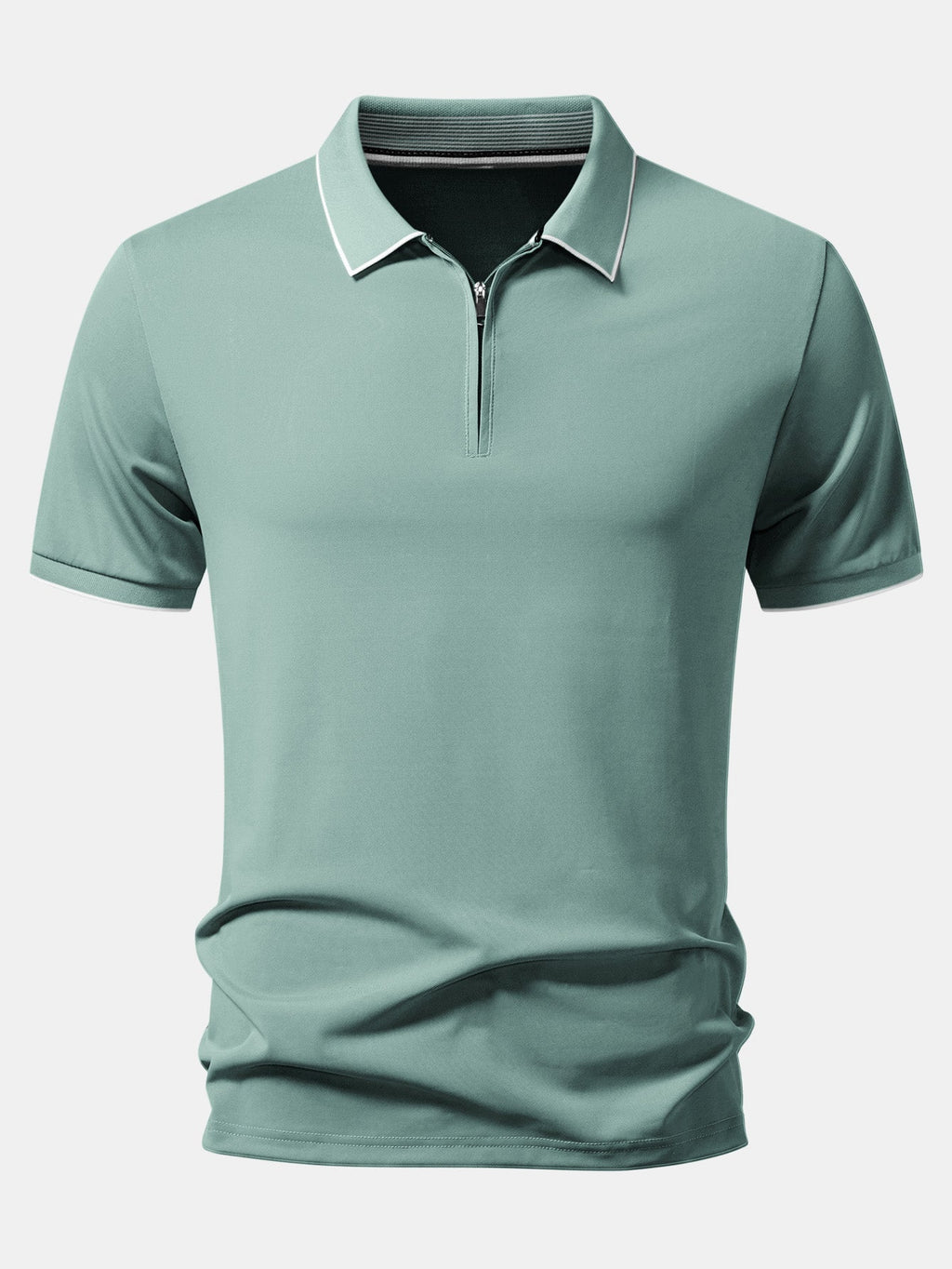 Contrast Trim Zipper Polo