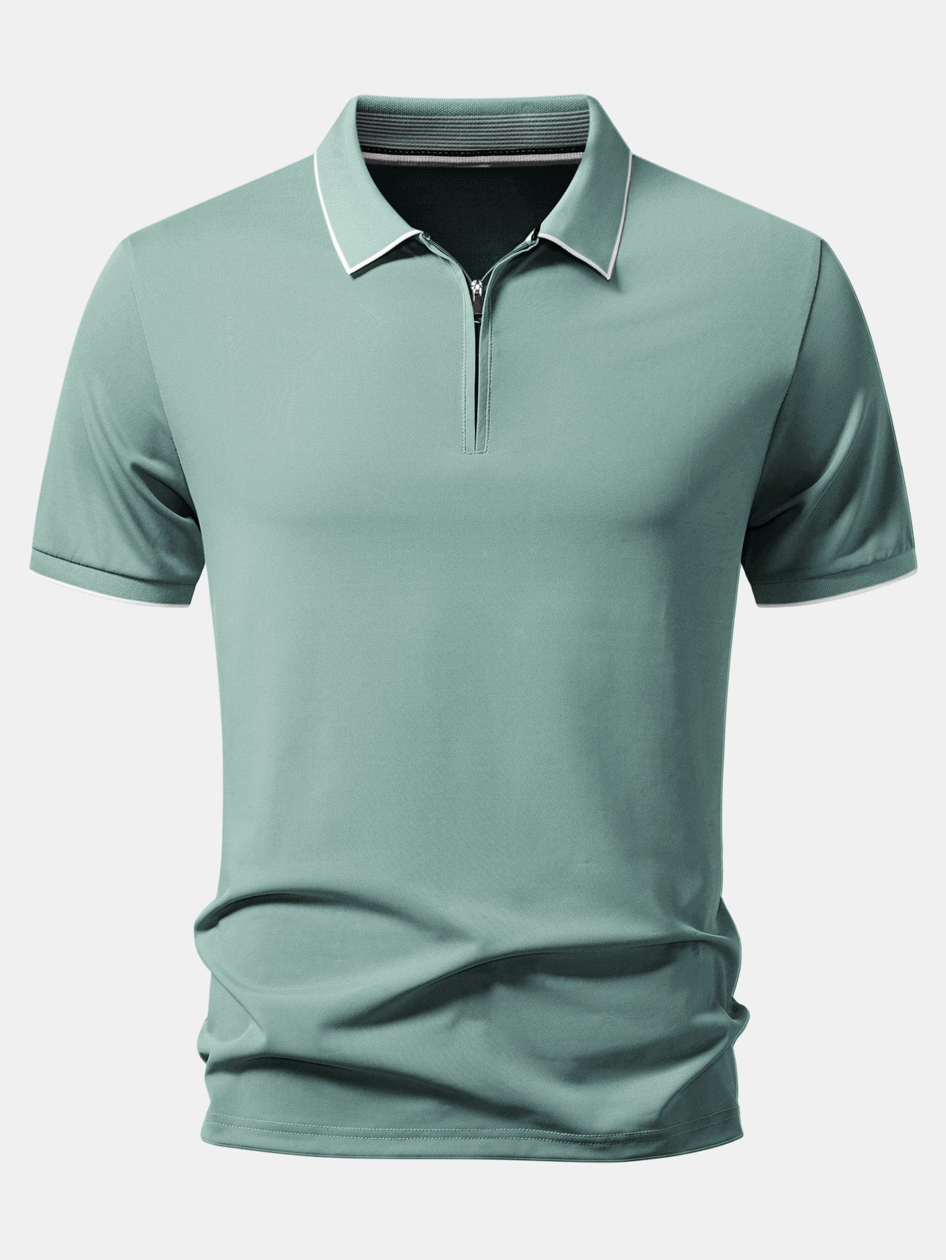 Contrast Trim Zipper Polo