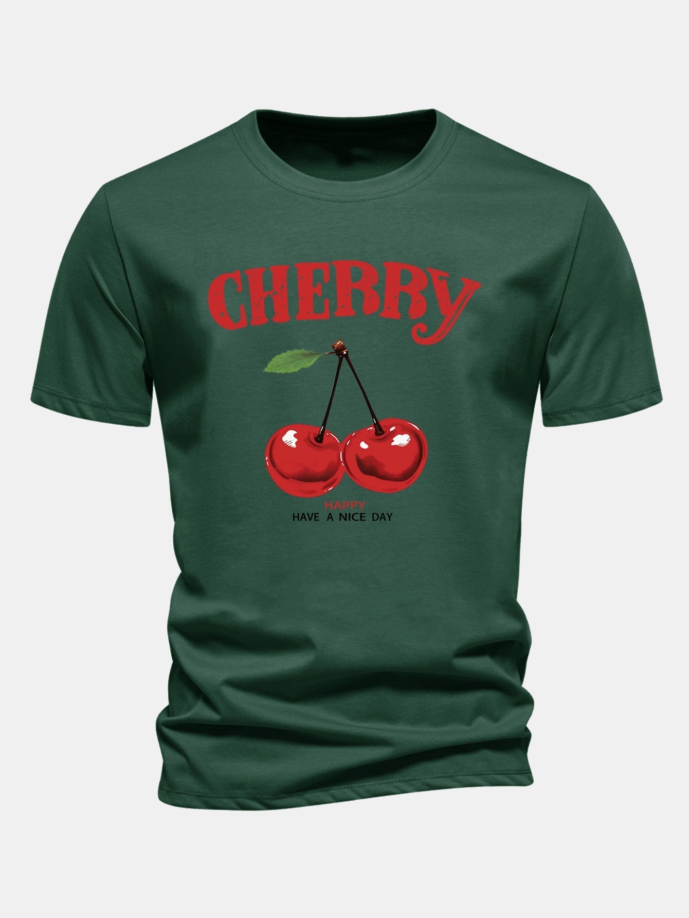 Regular Fit Cherry Print Cotton T-Shirt