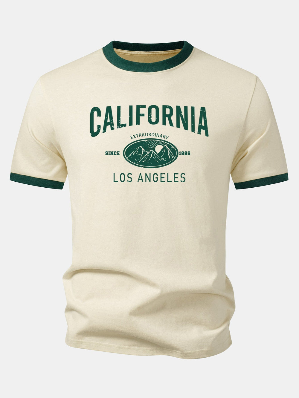 California Mountain Print Contrast Ringer T-Shirt